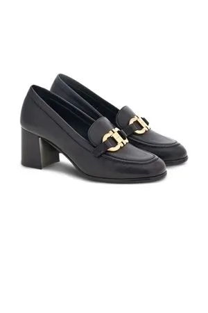 FERRAGAMO Calzature,Mocassini Pumps Gancini in pelle di vitello nero 