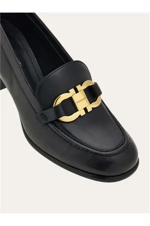 FERRAGAMO Calzature,Mocassini Pumps Gancini in pelle di vitello nero 