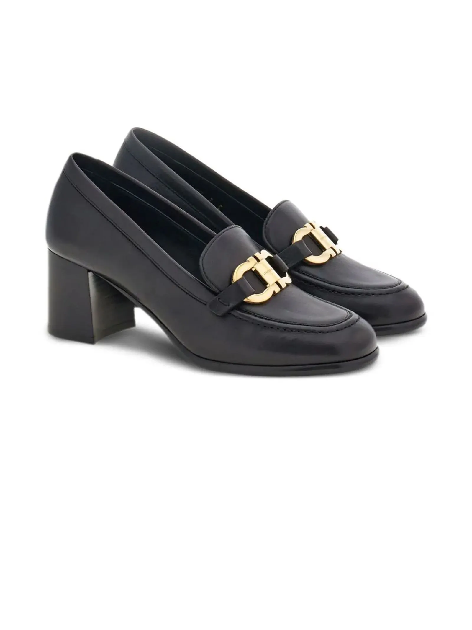 FERRAGAMO Calzature,Mocassini Pumps Gancini in pelle di vitello nero 