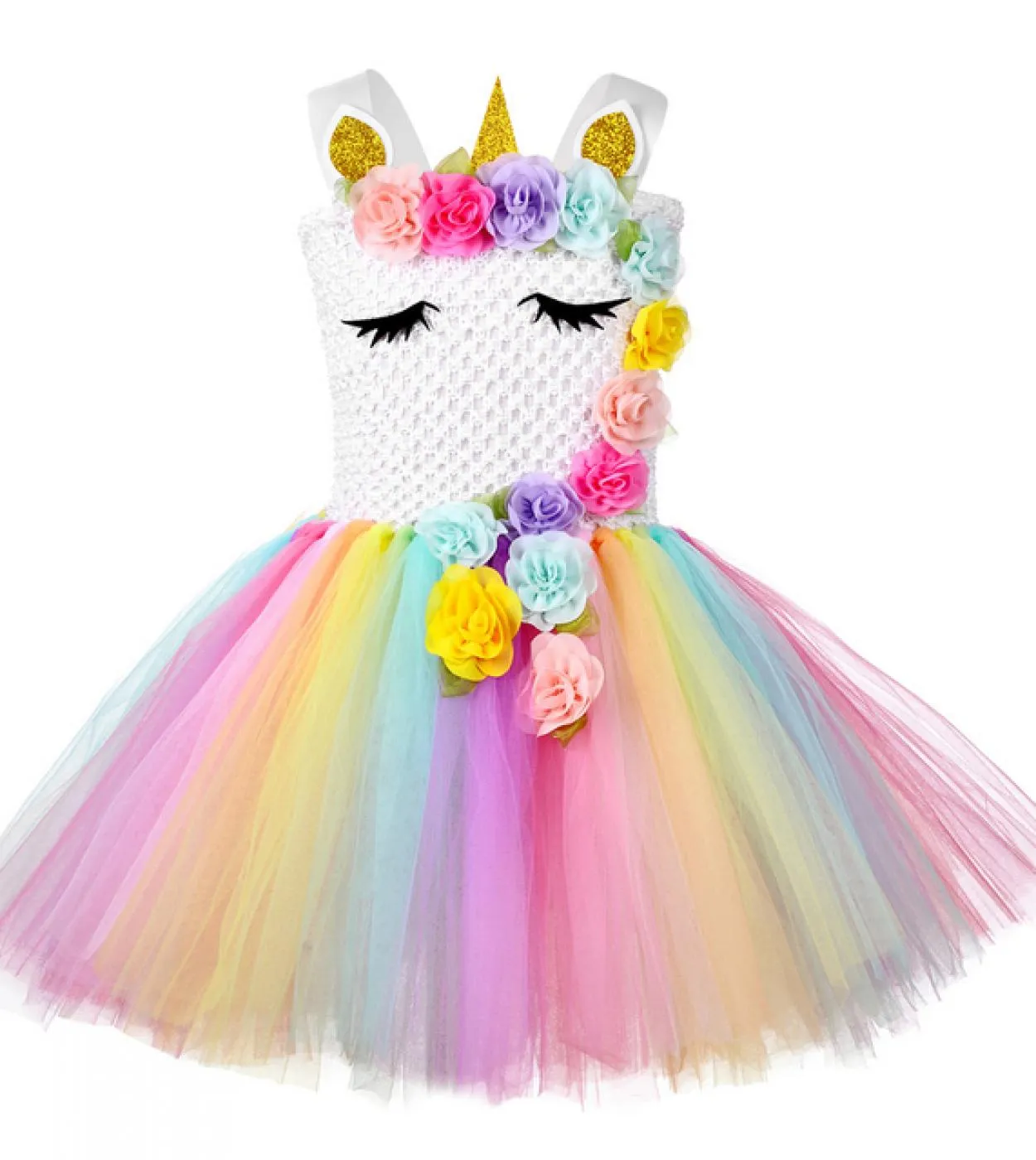 Flower Girl Unicorn Tutu Dress Costume Neonate Ali Fata Principessa Abiti Arcobaleno Vestito Bambini Compleanno Halloween Co