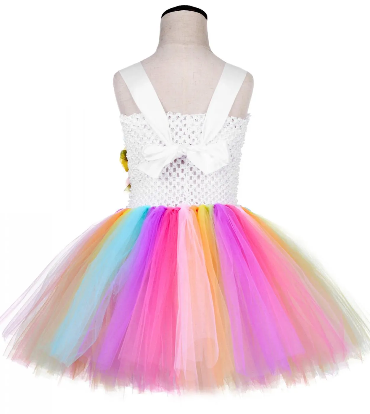 Flower Girl Unicorn Tutu Dress Costume Neonate Ali Fata Principessa Abiti Arcobaleno Vestito Bambini Compleanno Halloween Co