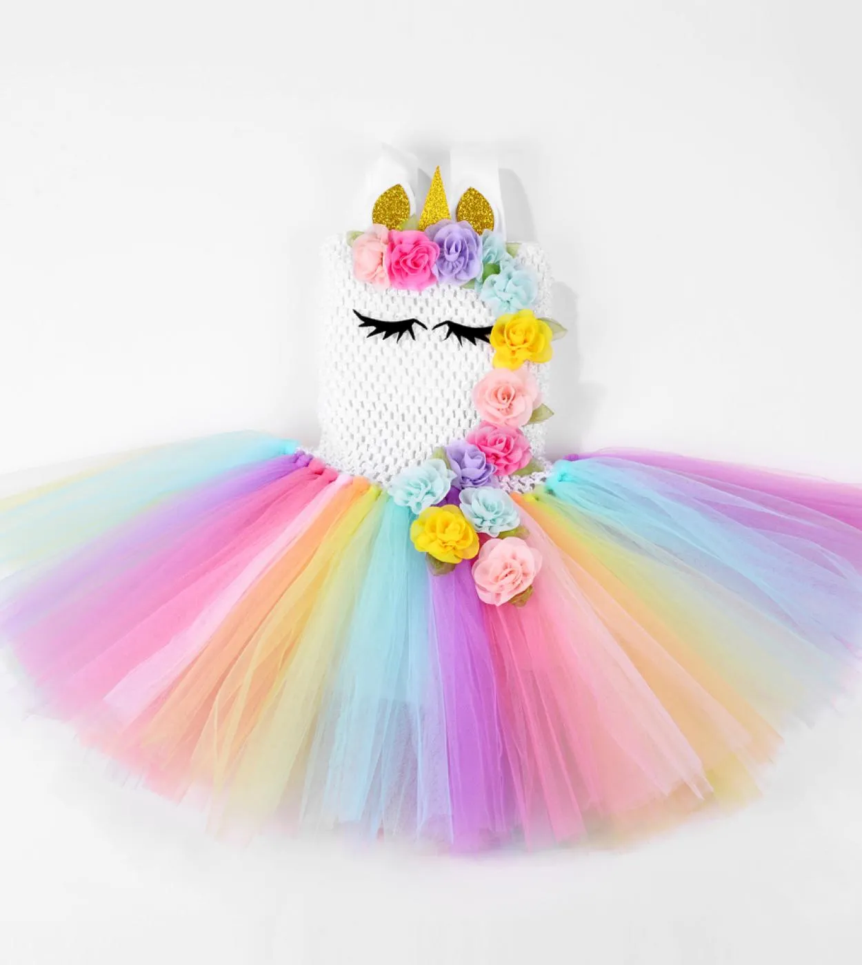 Flower Girl Unicorn Tutu Dress Costume Neonate Ali Fata Principessa Abiti Arcobaleno Vestito Bambini Compleanno Halloween Co