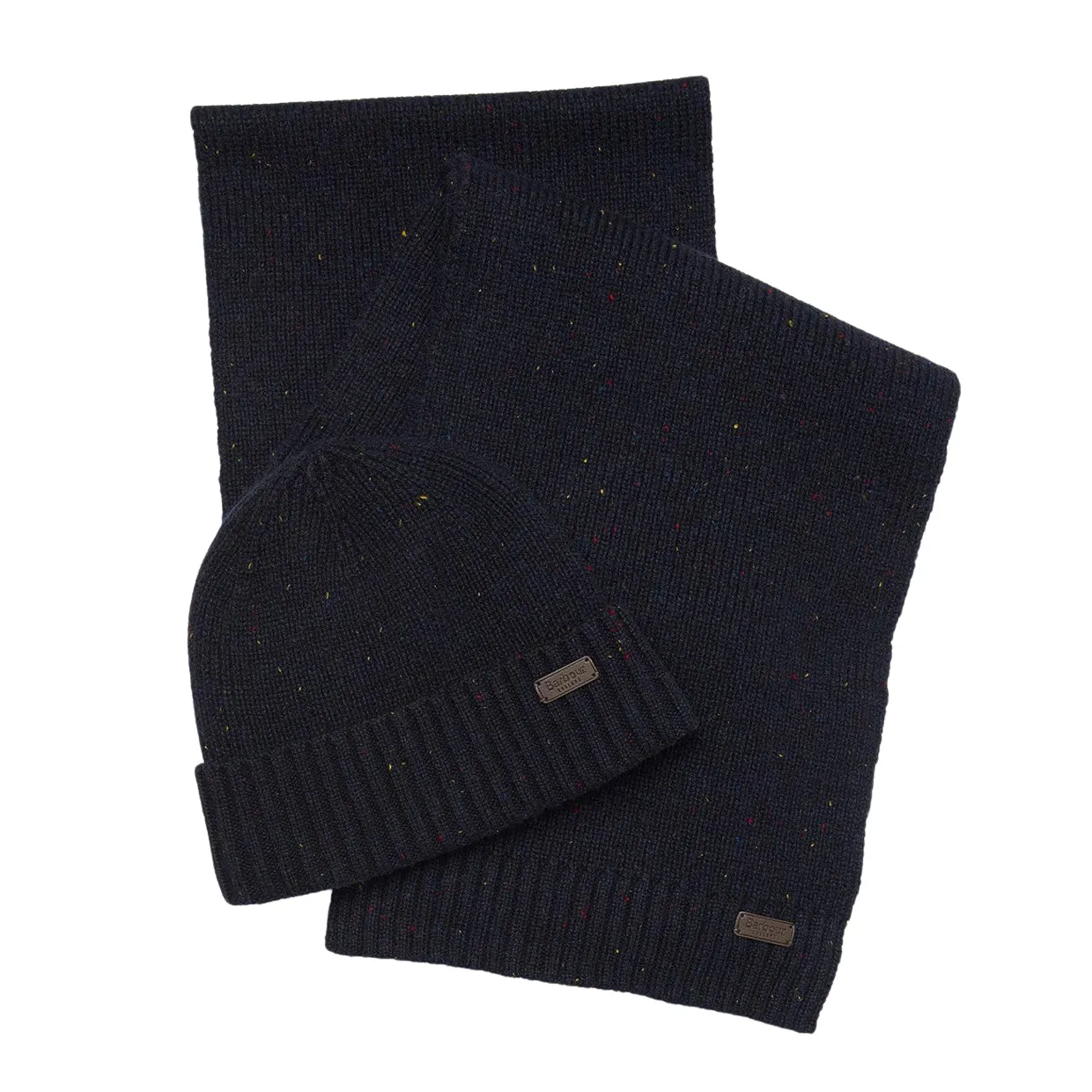 Gift Set Uomo Barbour Cappello+Sciarpa Carlton Fleck Blu Navy