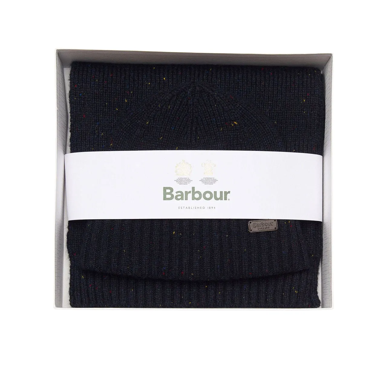 Gift Set Uomo Barbour Cappello+Sciarpa Carlton Fleck Blu Navy