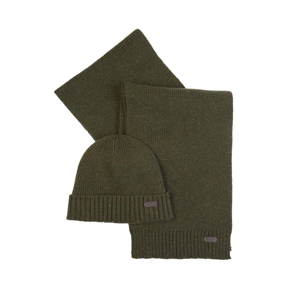 Gift Set Uomo Barbour Cappello+Sciarpa Carlton Fleck Verde