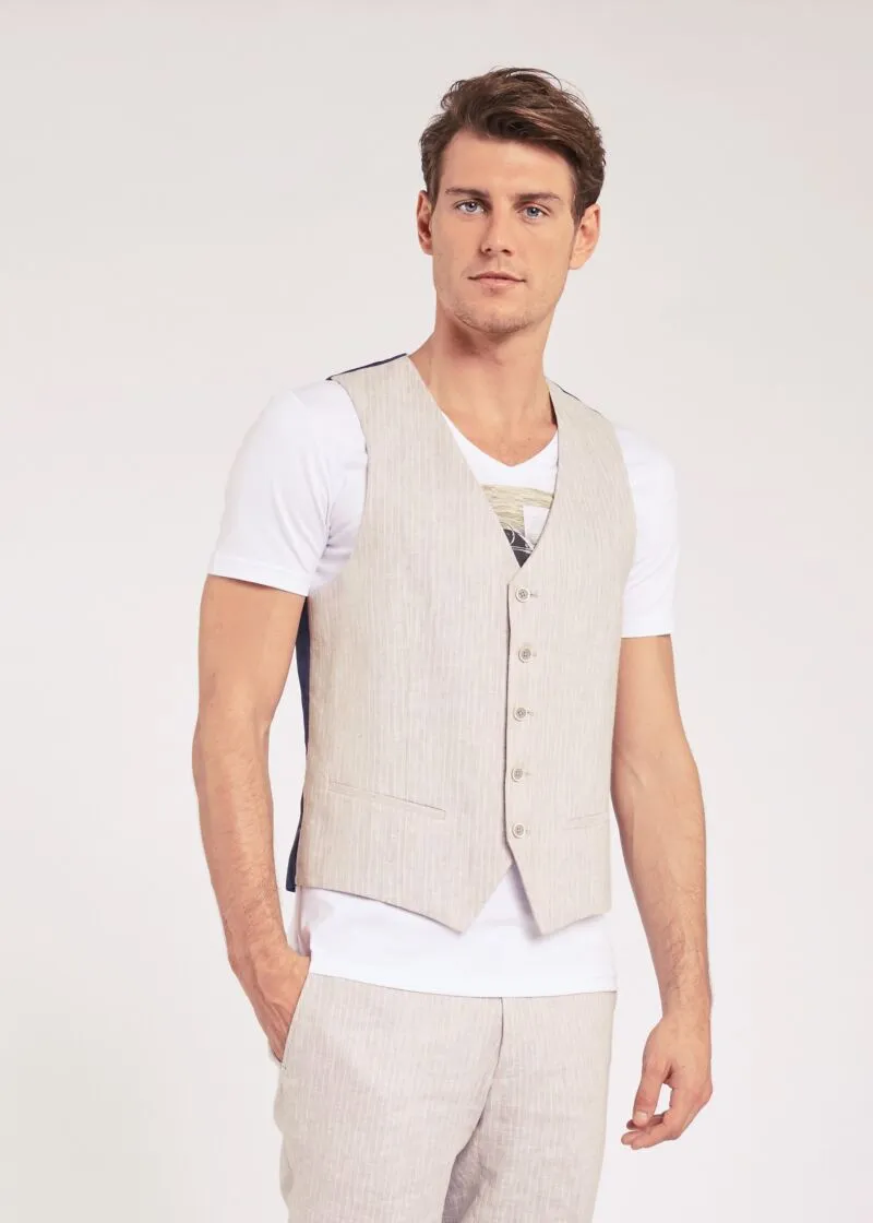 Gilet in lino gessato