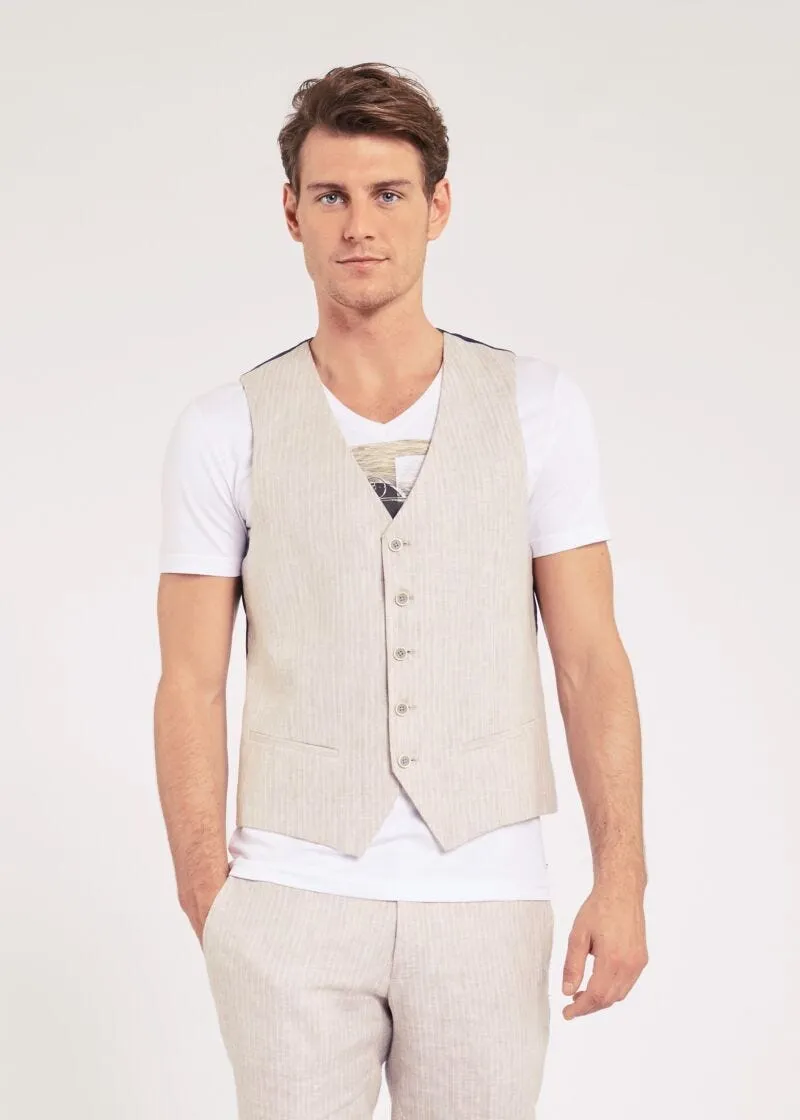 Gilet in lino gessato