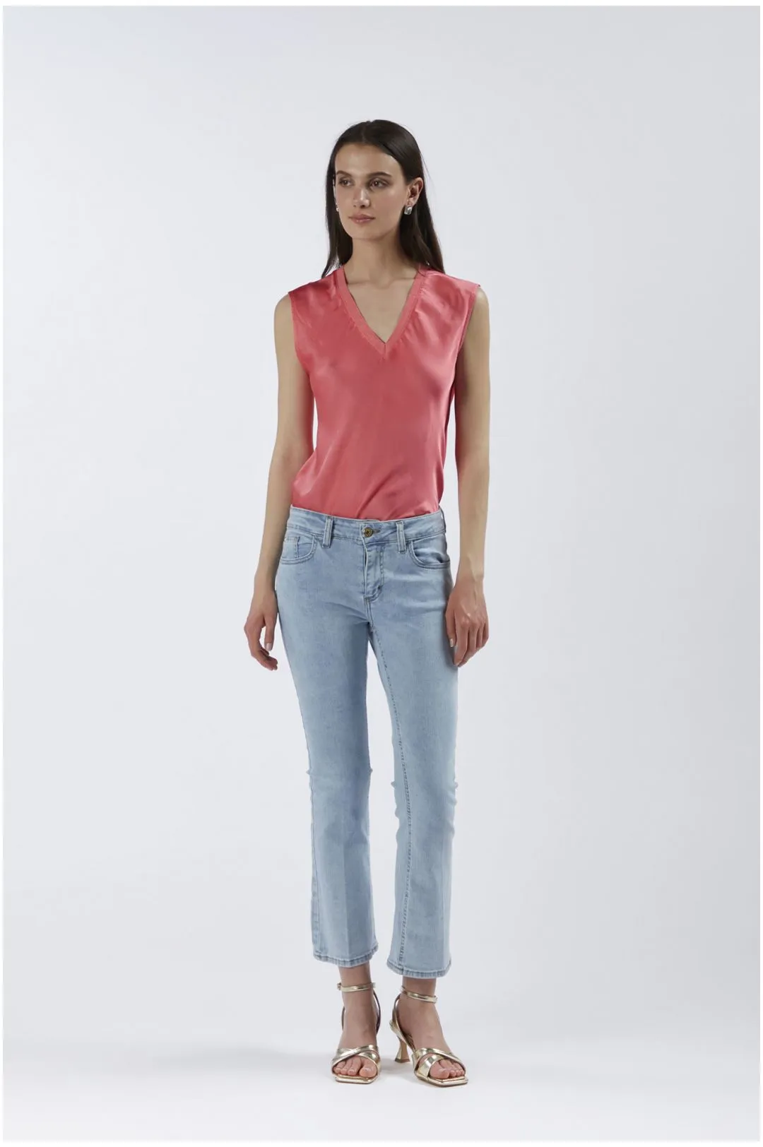 jeans denim cropped flare super stretch bleach