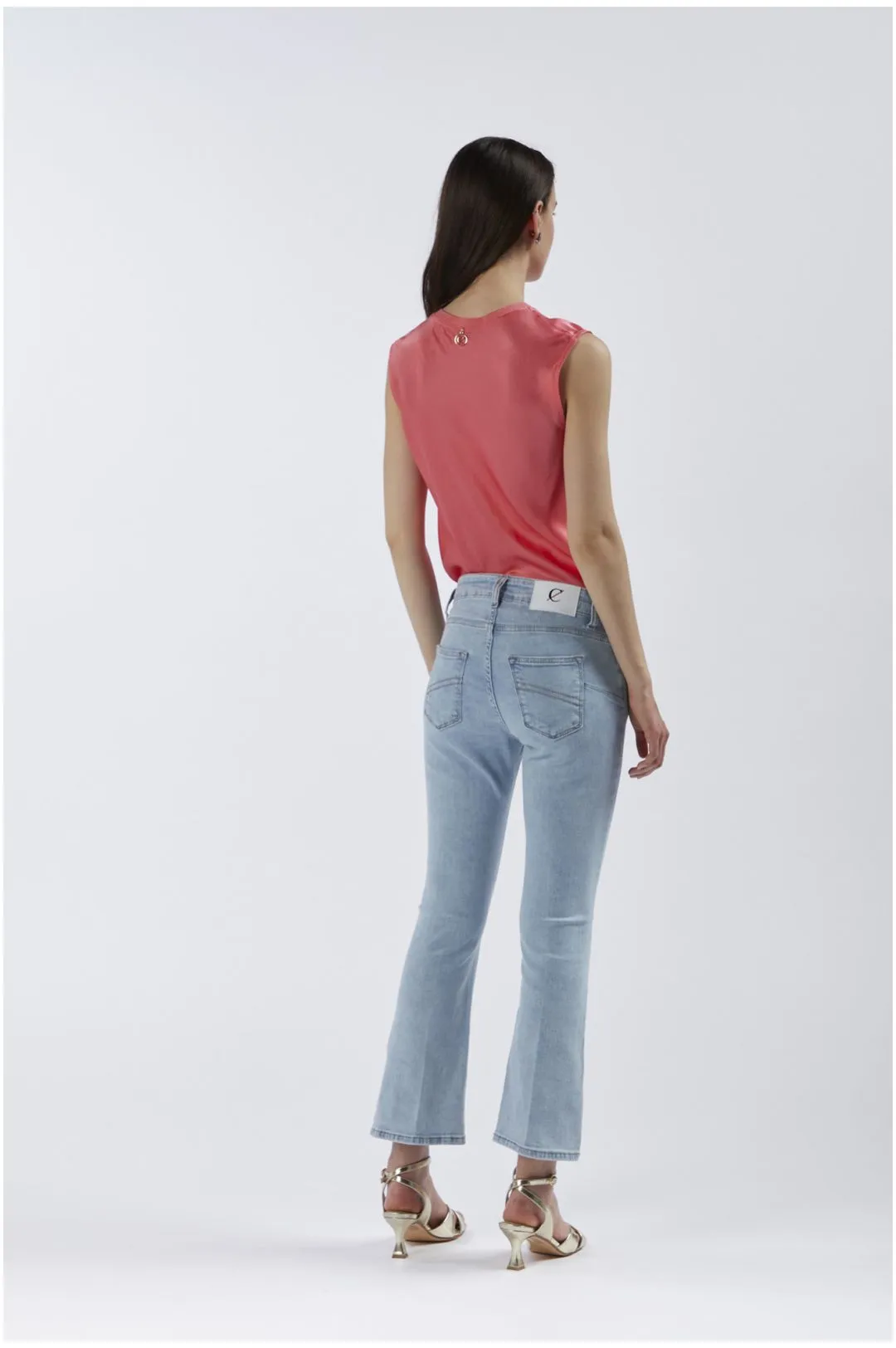 jeans denim cropped flare super stretch bleach