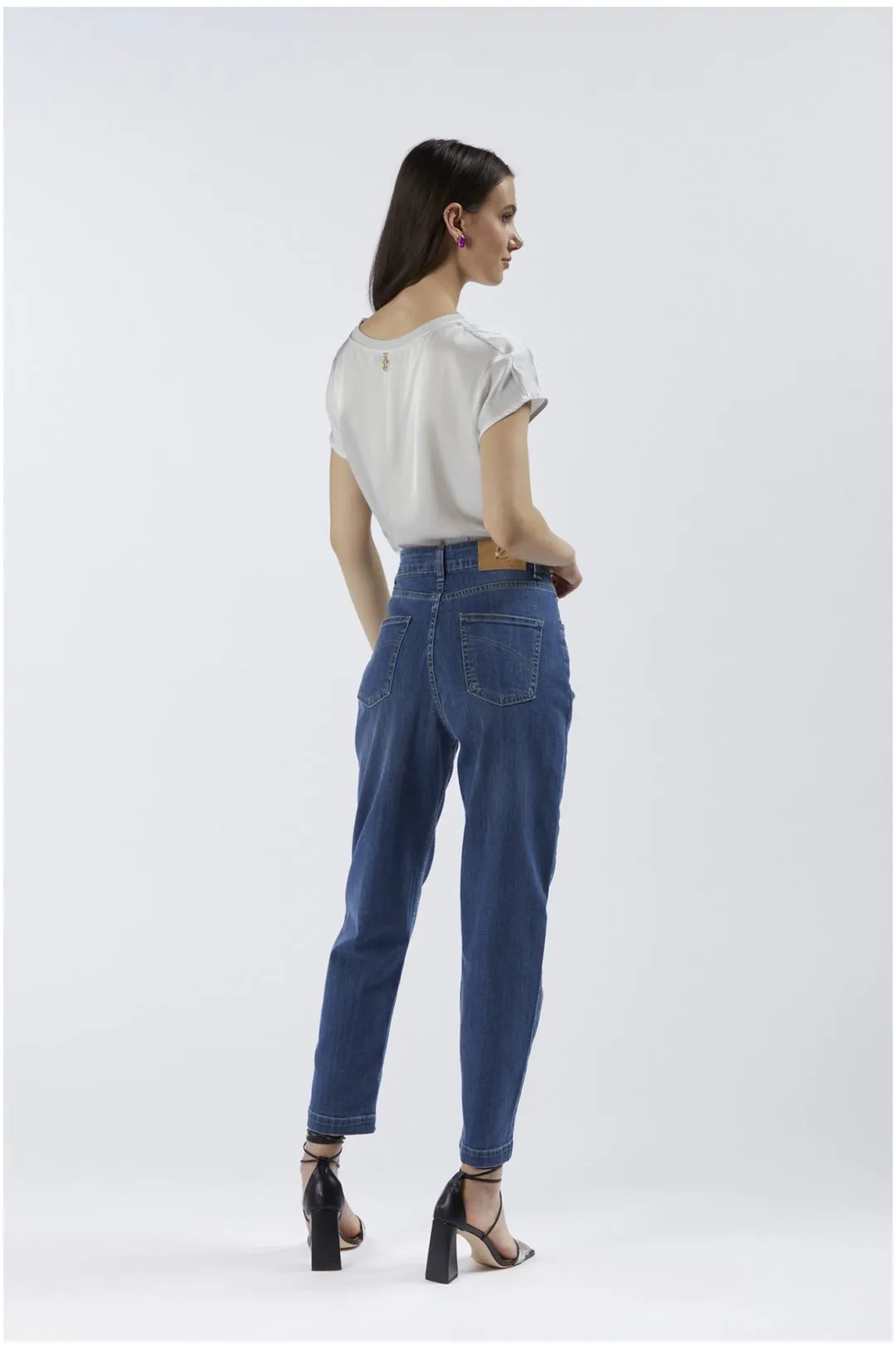 jeans denim mom fit blu medio