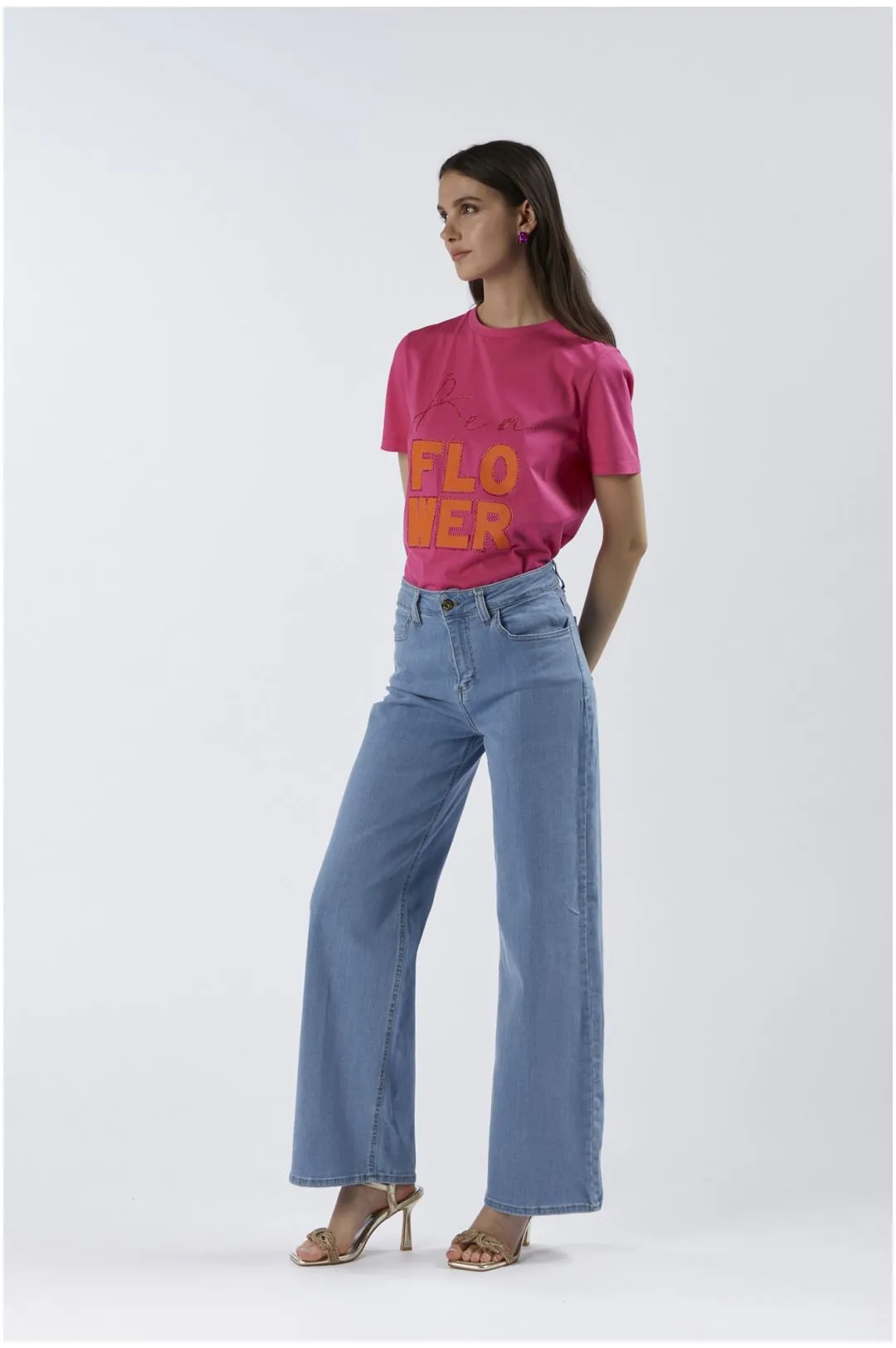 jeans denim wide leg super stretch sky