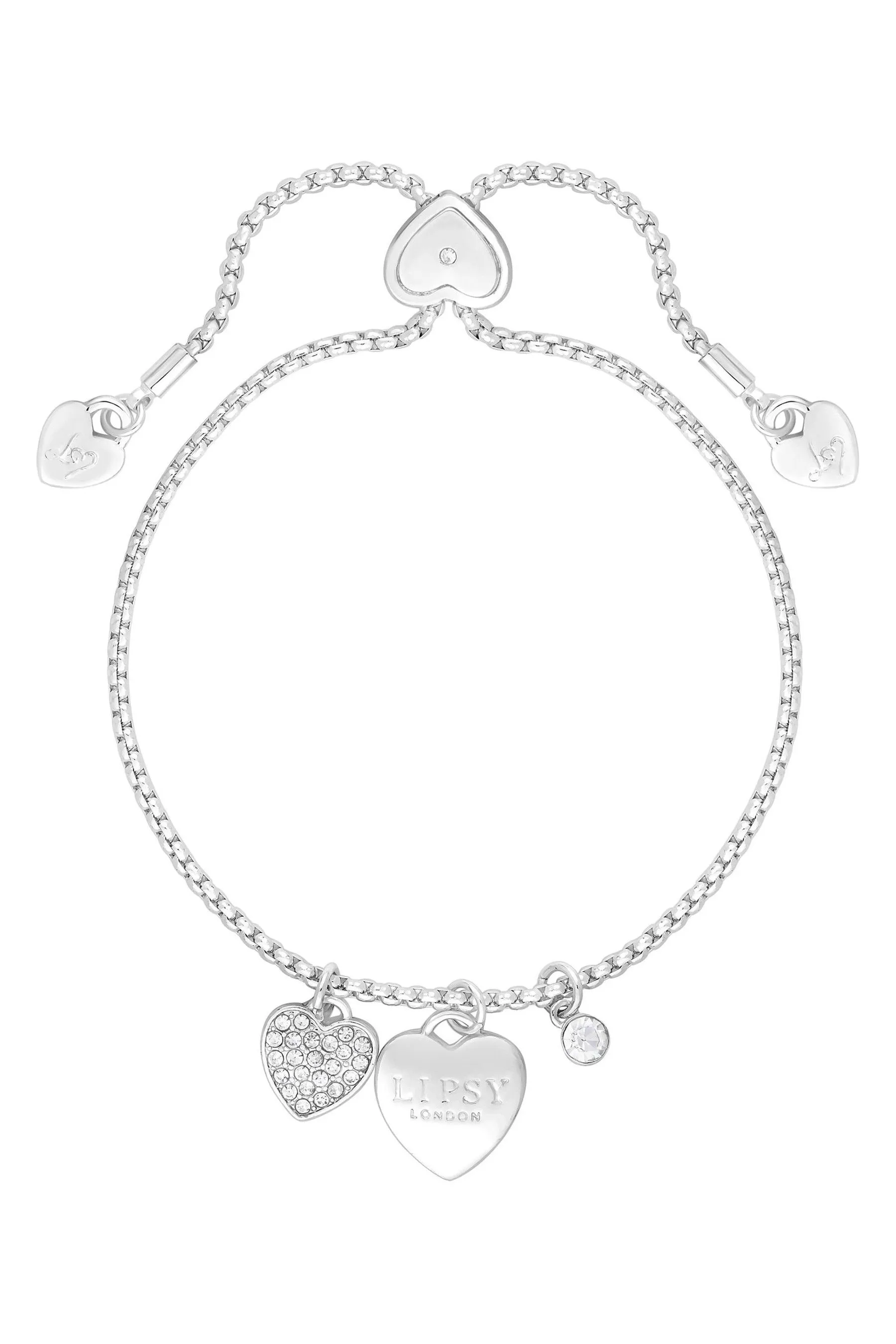 Lipsy Jewellery - Braccialetto con fermacorda e cuore pavé di cristalli