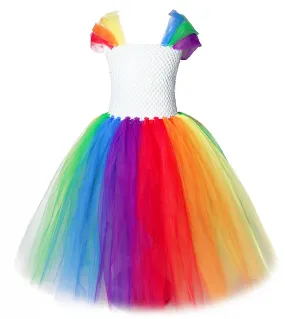 Little Girl Pony Rainbow Tutu Dress Long Kids Abiti da compleanno per ragazze Principessa Capodanno Costume Natale Bambini Cl