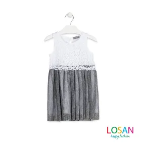 Losan - Vestito con Gonna Argento Bambina Junior