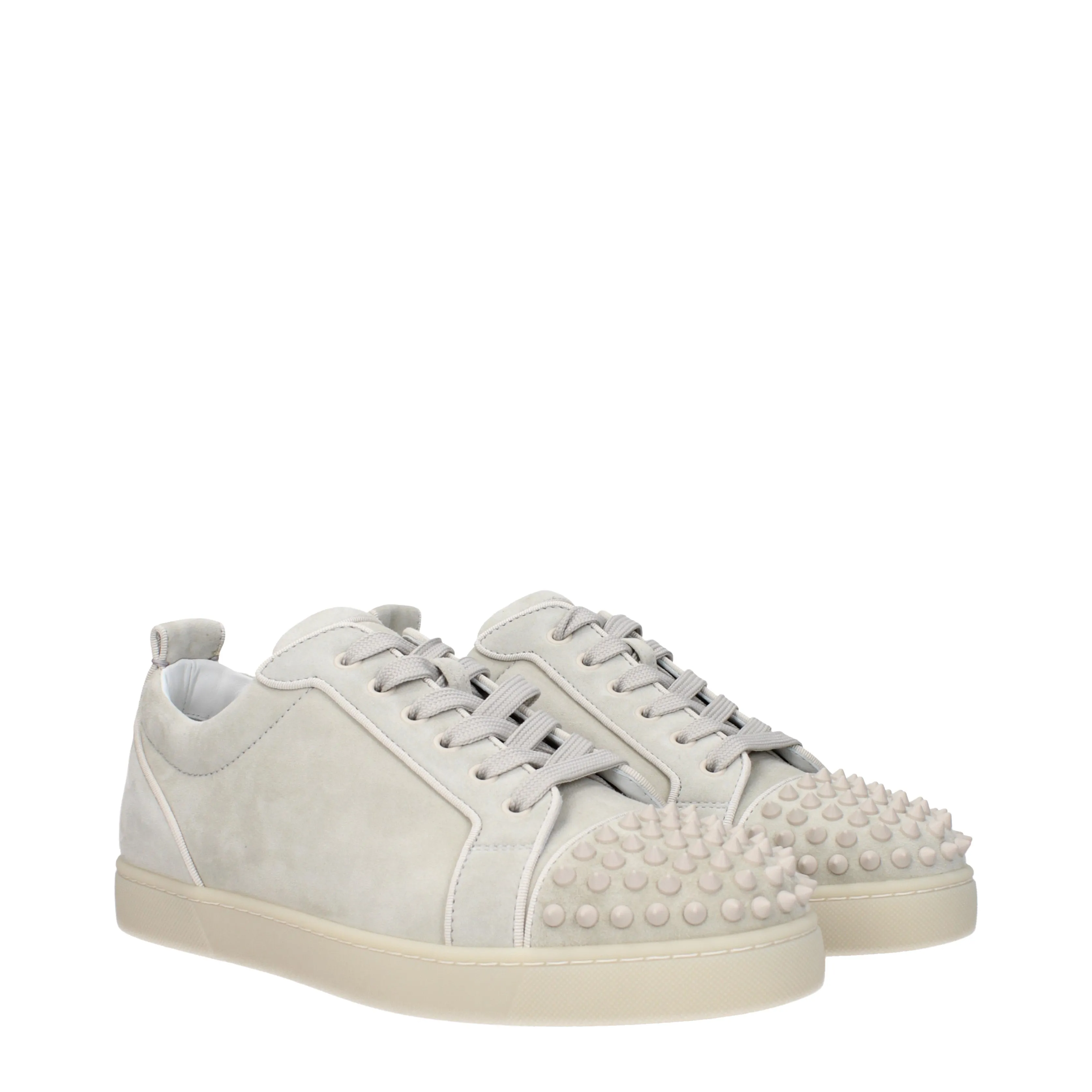 Louboutin Sneakers Louis junior spikes Uomo Camoscio Grigio/Alabastro