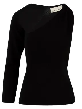 Maglione Donna nero monospalla