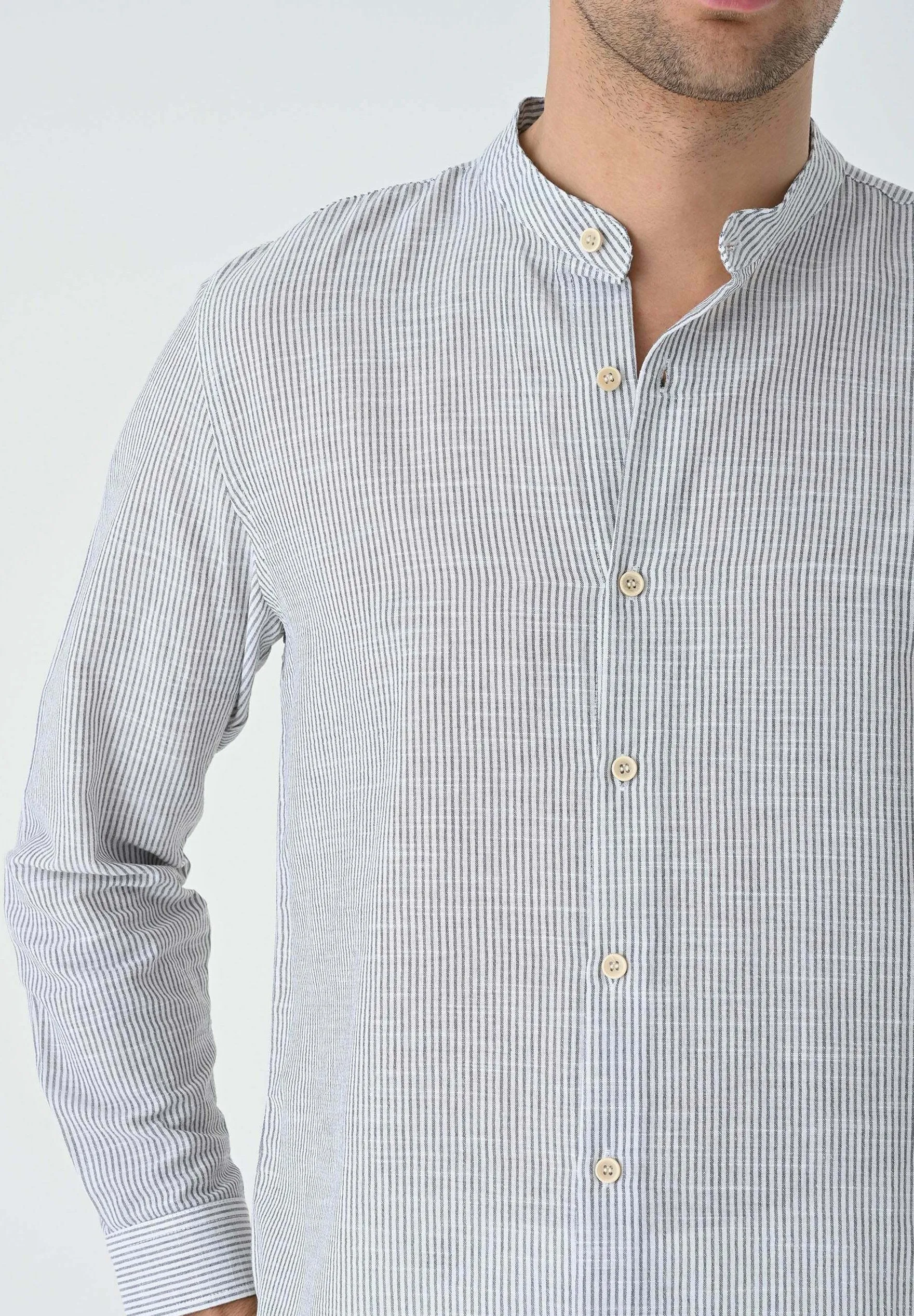 MANDARIN COLLAR LONG SLEEVE - Camicia