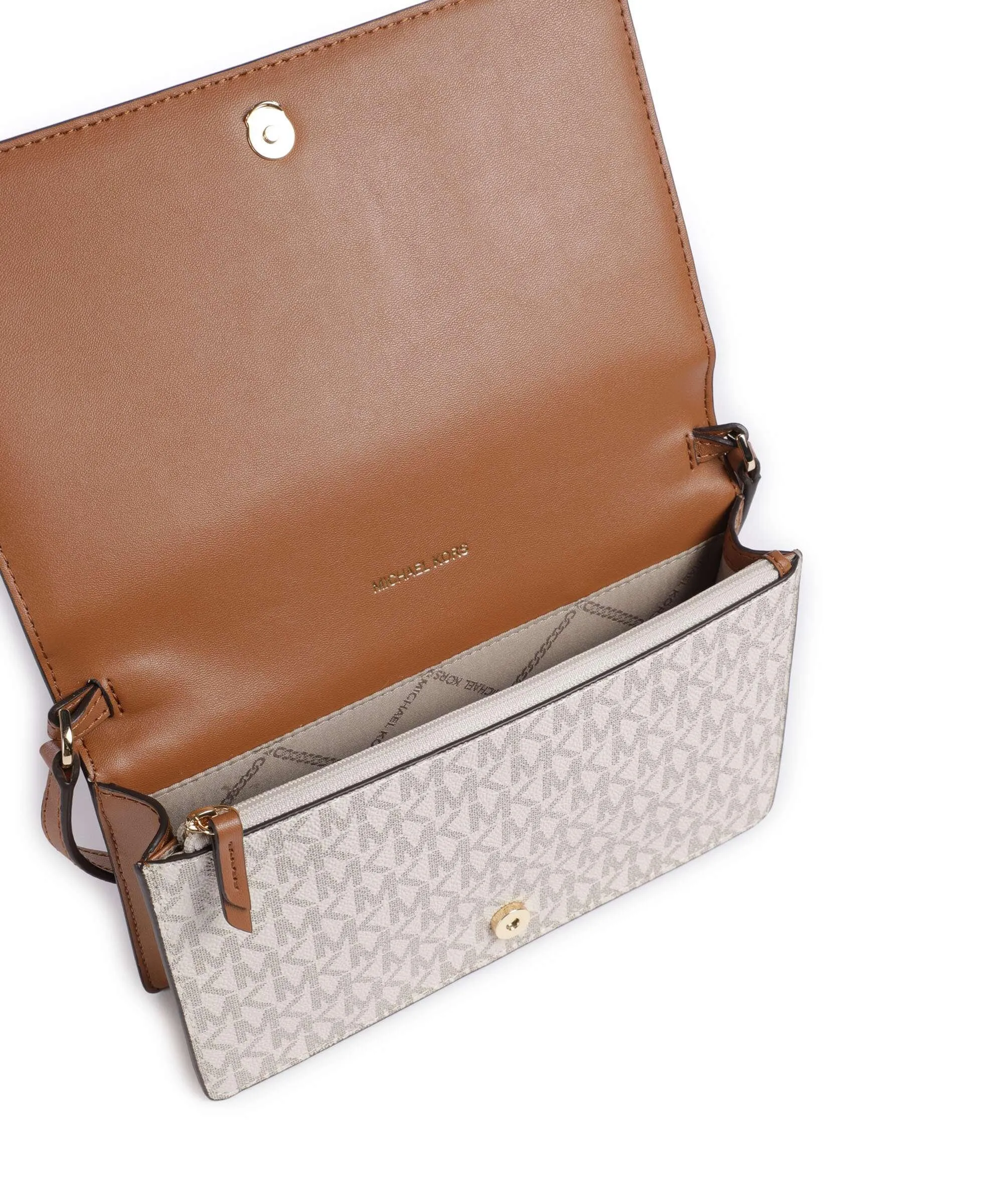  Michael Kors Jet Set Borsa a tracolla tela avorio/marrone  