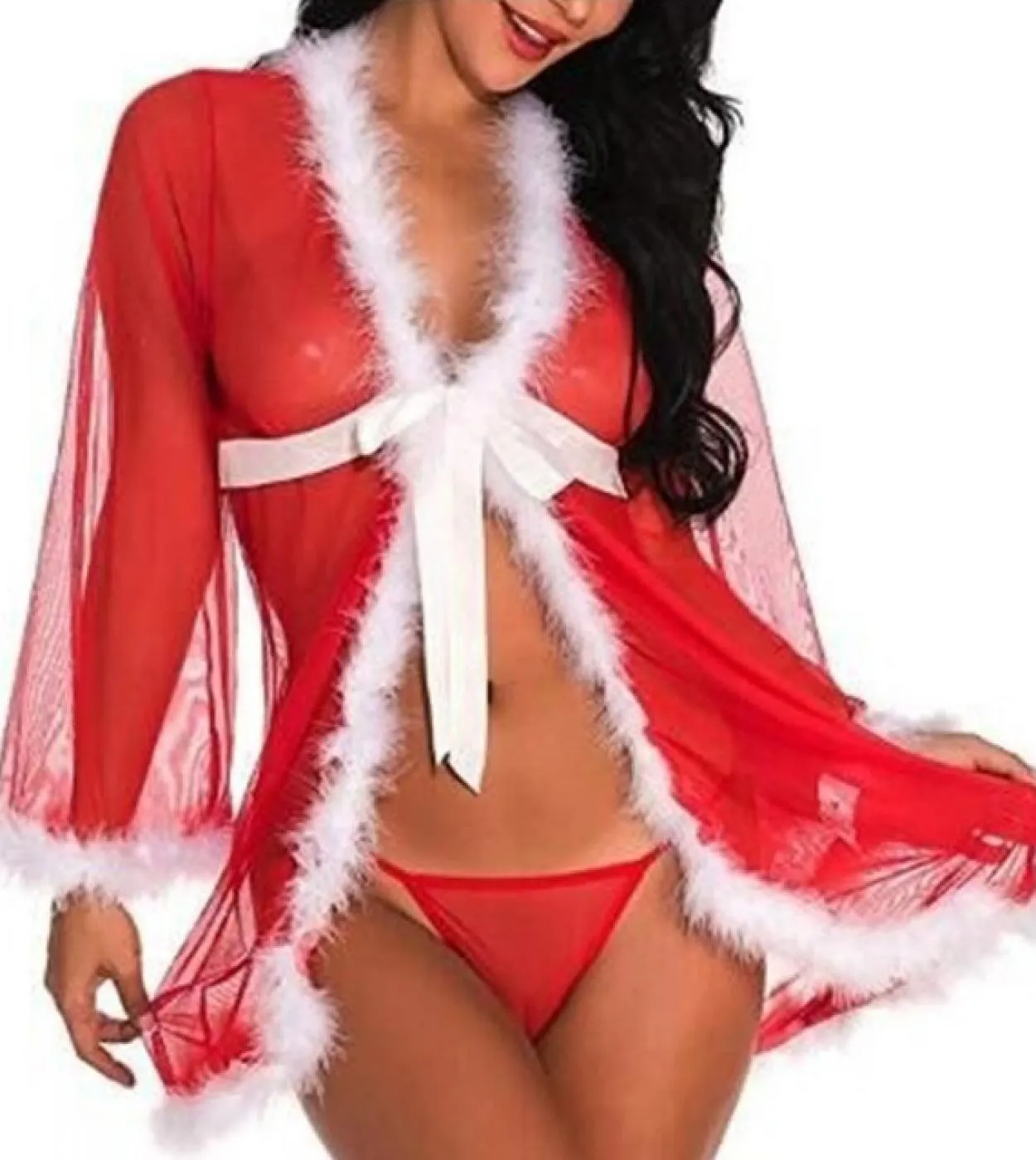 Natale Hot Women Sling Lingerie Nightwear Robe Babydoll Attraente I Sleepwear Charming Night Dress Camicia da notte Exot