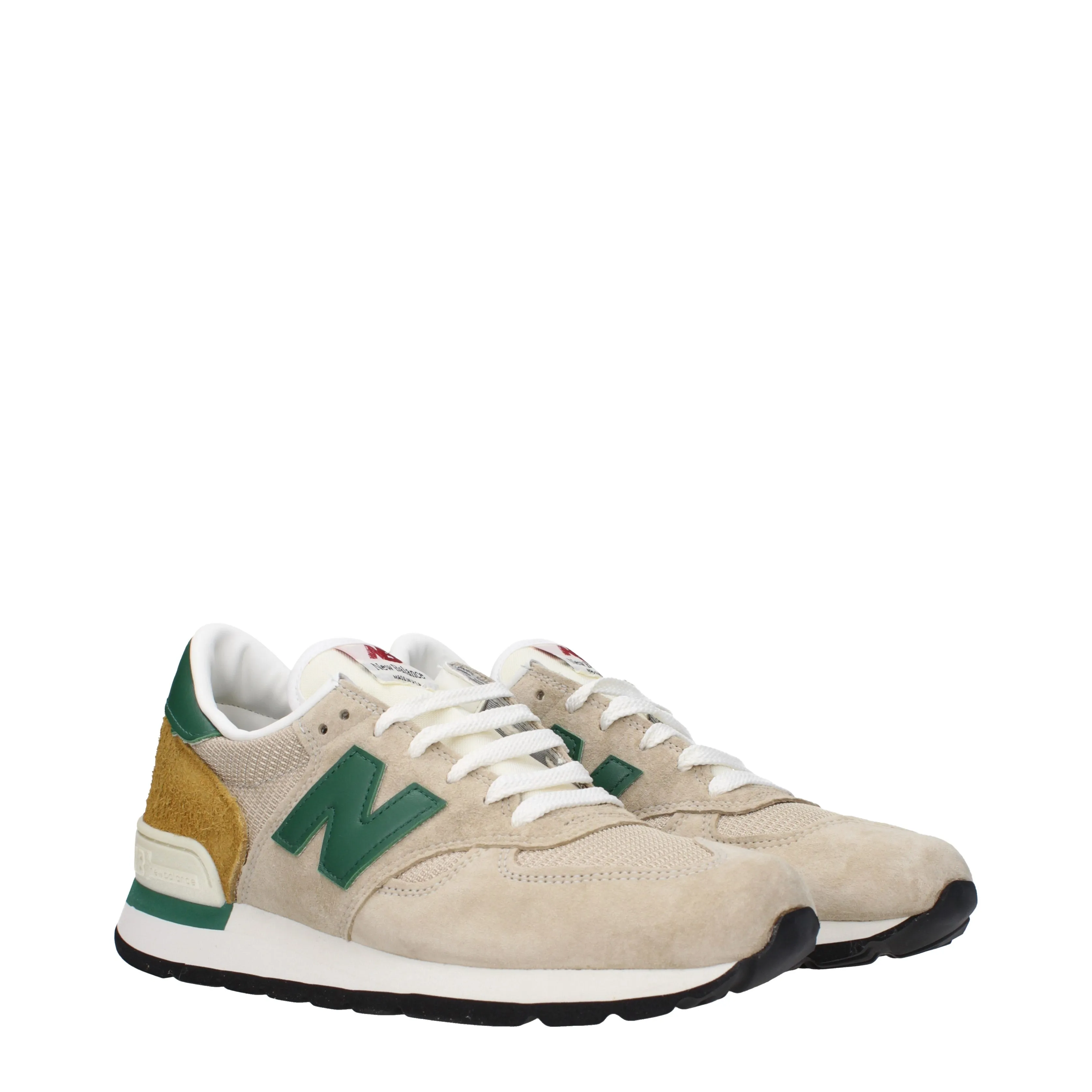 New Balance Sneakers 990 Uomo Camoscio Beige/Verde