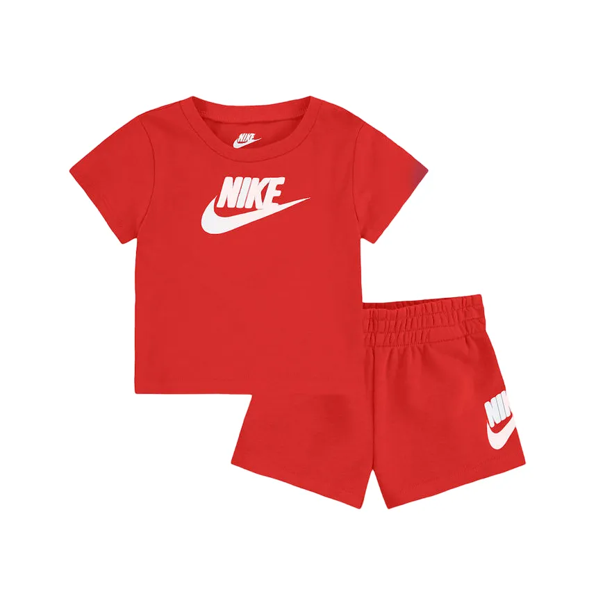 Nike children's Club set short sleeve t-shirt and cotton shorts with logo 86L596-U10 red