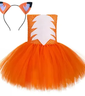 Orange Fox Costume di Halloween per ragazze Animal Zoo Cosplay Dress For Kids Compleanno Tutu Outfit Toddler Baby Girl Tulle Cl