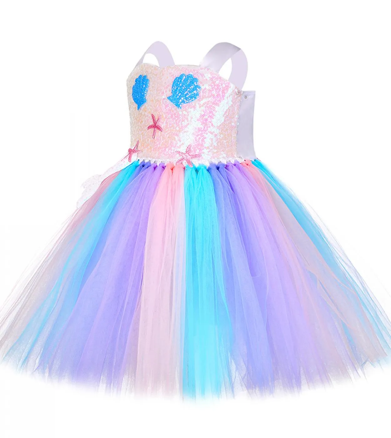 Paillettes Little Mermaid Dress Girl Costume di Halloween per bambini Ragazze Tutu Abiti Abiti da festa di compleanno principess