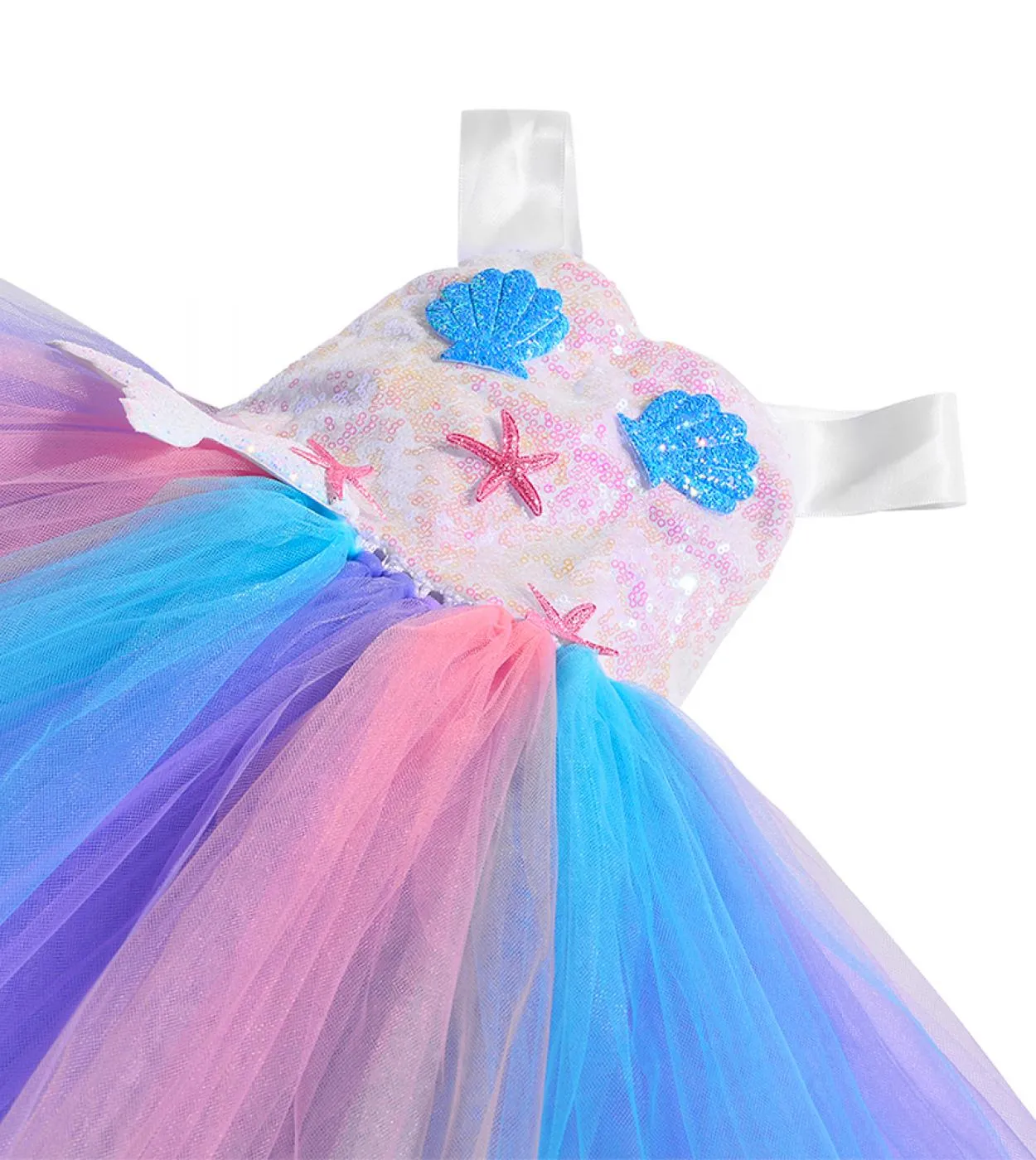 Paillettes Little Mermaid Dress Girl Costume di Halloween per bambini Ragazze Tutu Abiti Abiti da festa di compleanno principess