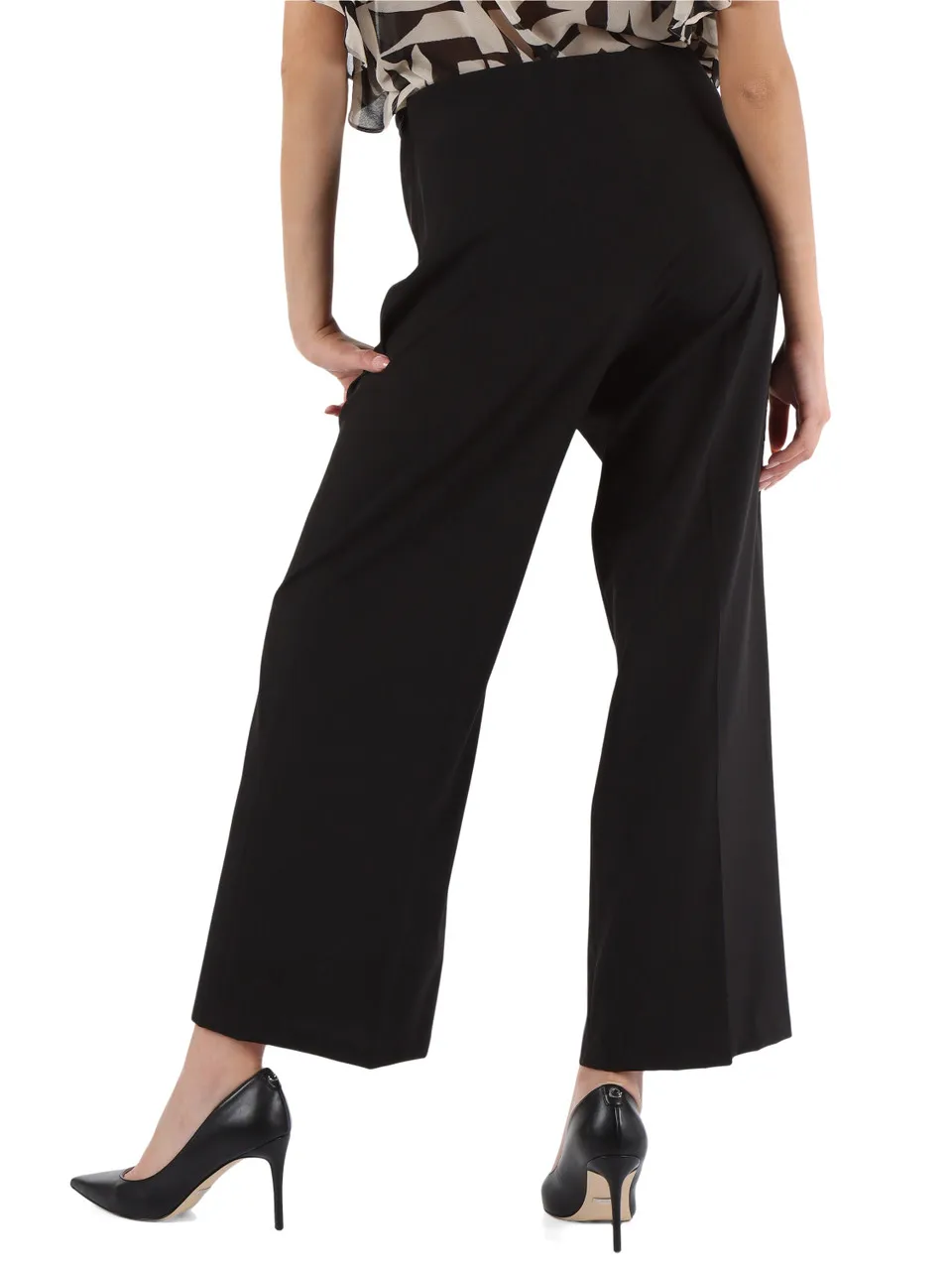 Pantalone gamba larga in tessuto stretch