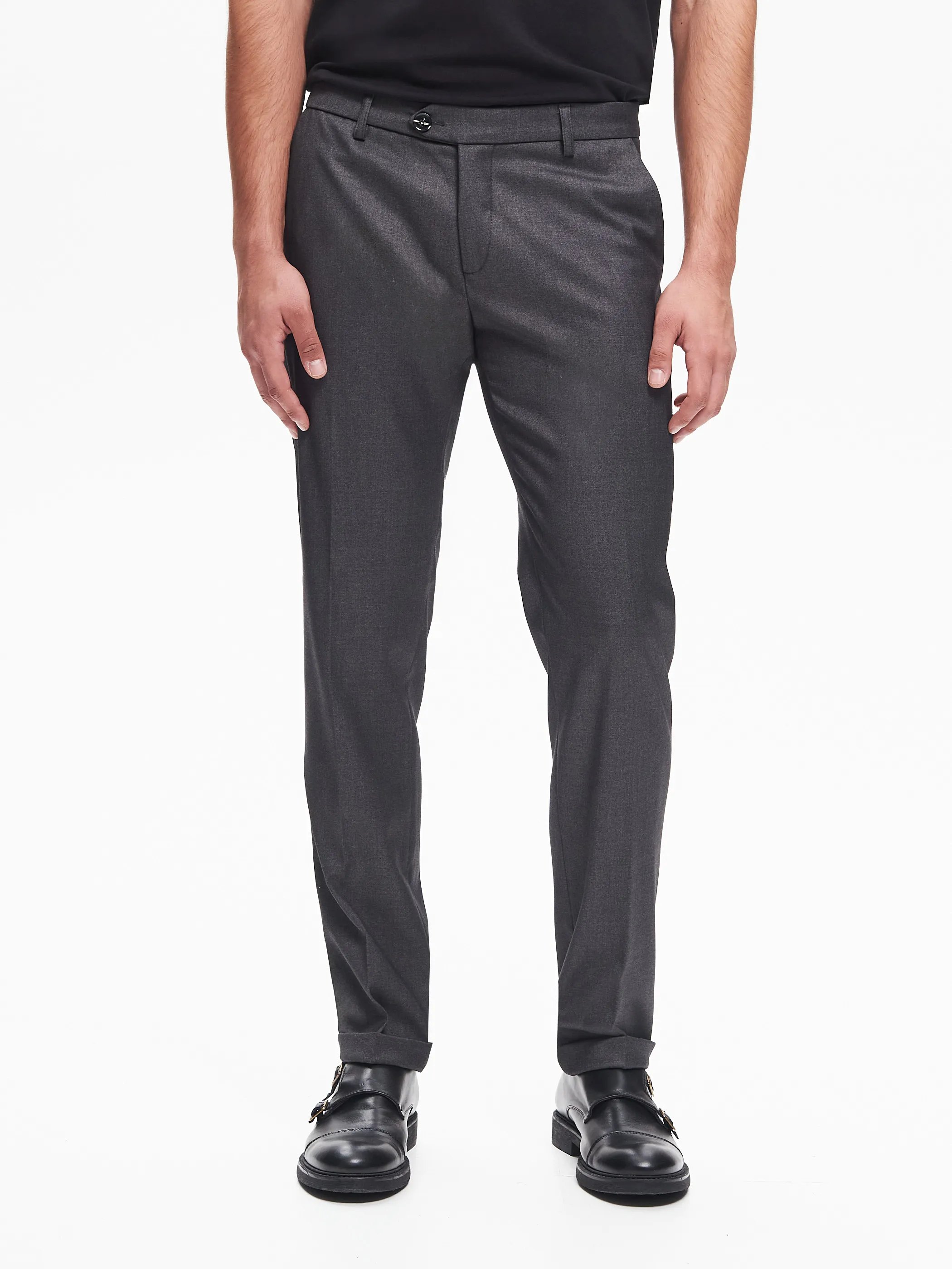      Pantaloni da abito Uomo Poliviscosa Antracite QB24     