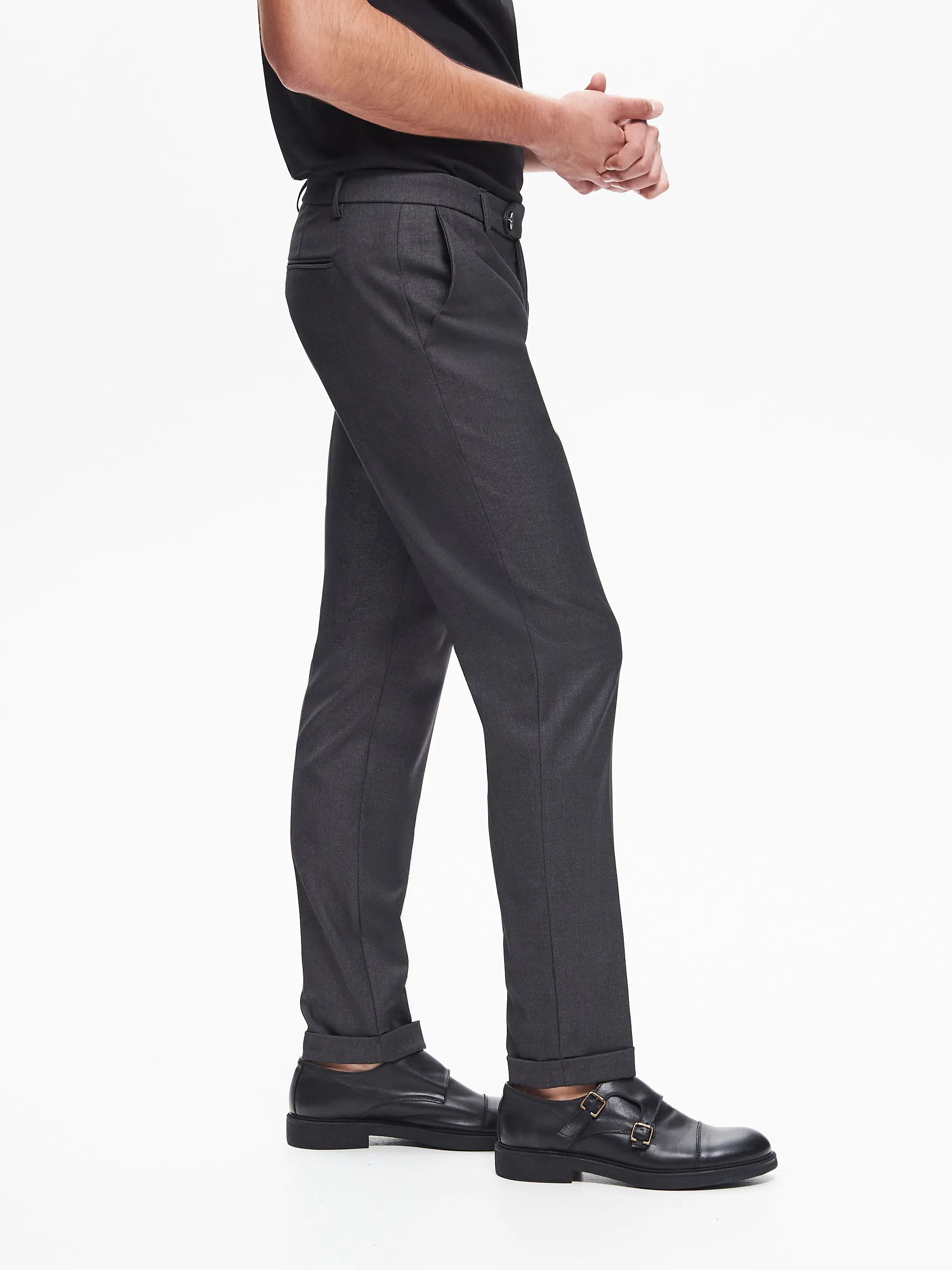      Pantaloni da abito Uomo Poliviscosa Antracite QB24     