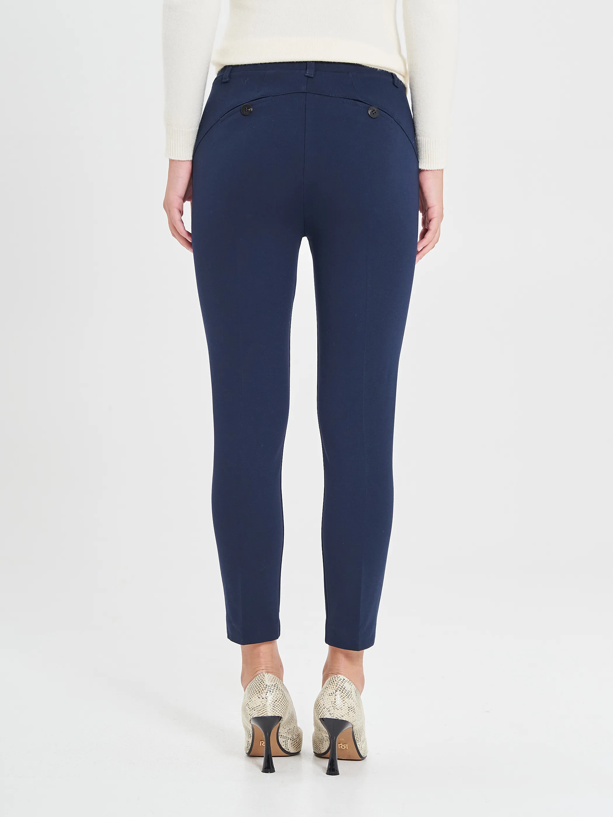      Pantaloni in in Punto Milano Blu Navy     