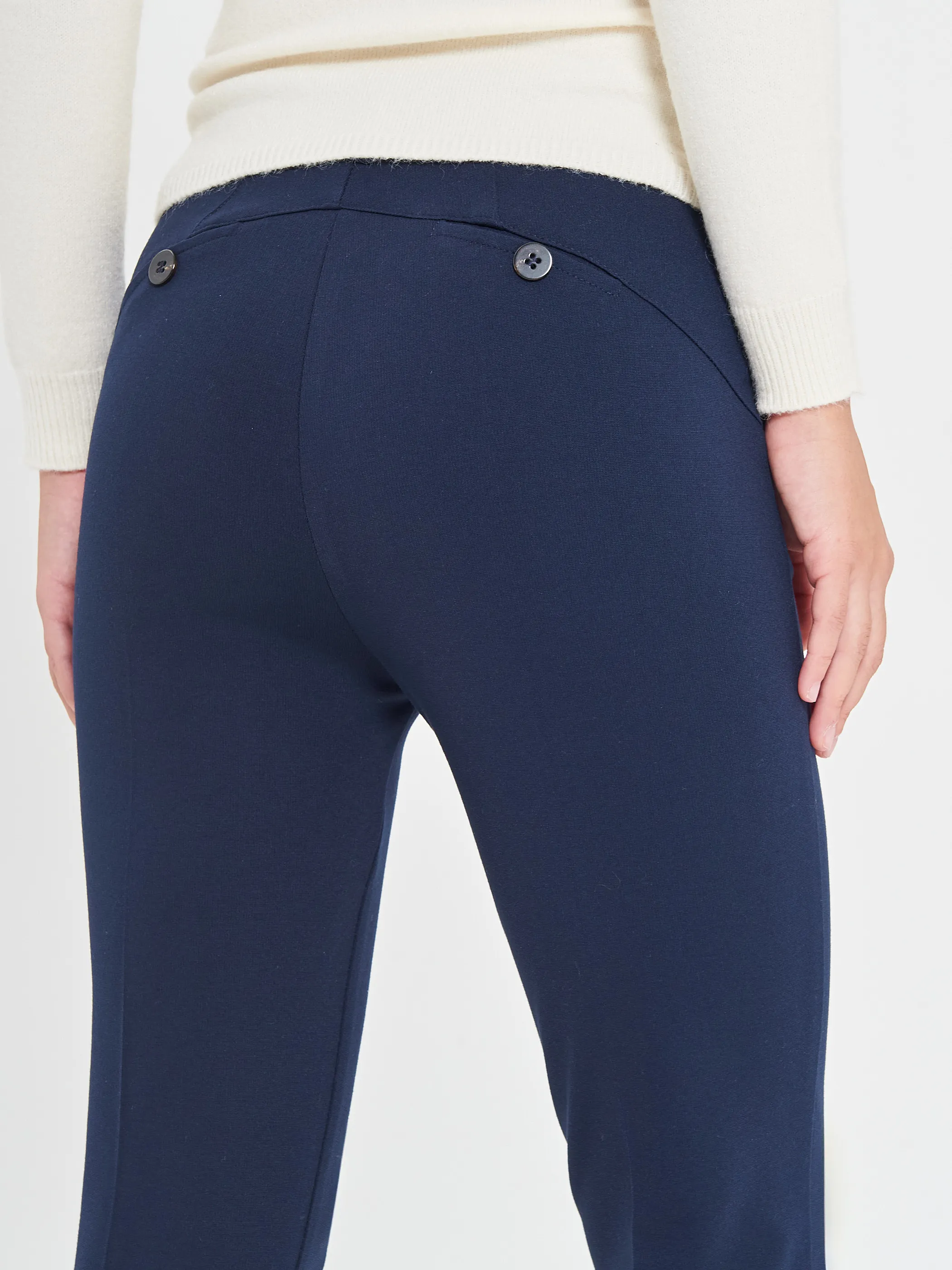      Pantaloni in in Punto Milano Blu Navy     