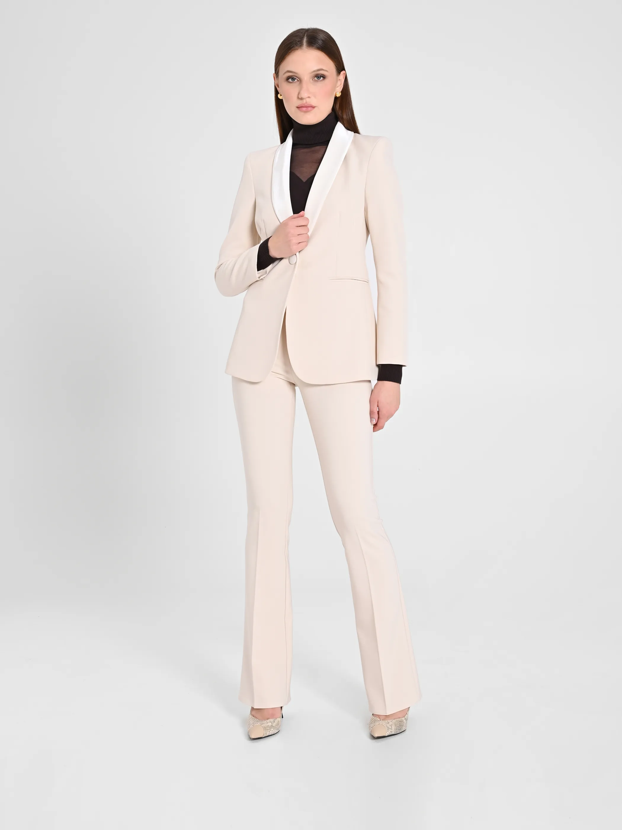      Pantaloni Tuxedo Beige     