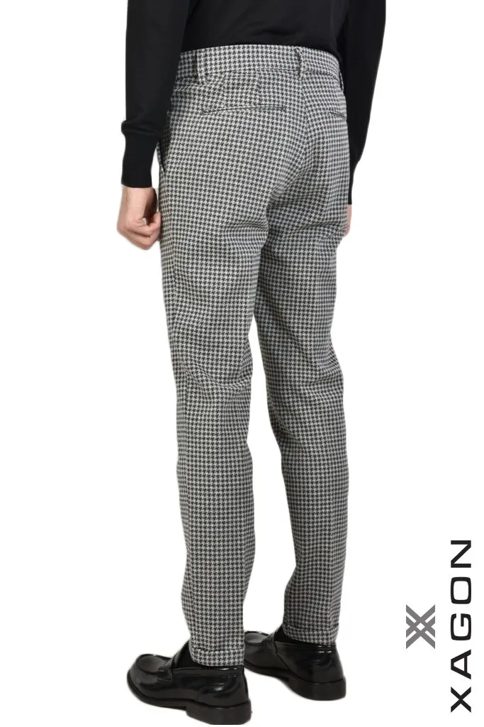 Pantaloni XAGON MAN con trama pied de poule disponibile anche con giacca e gilet in coordinato su base Nera **ESAURITI**