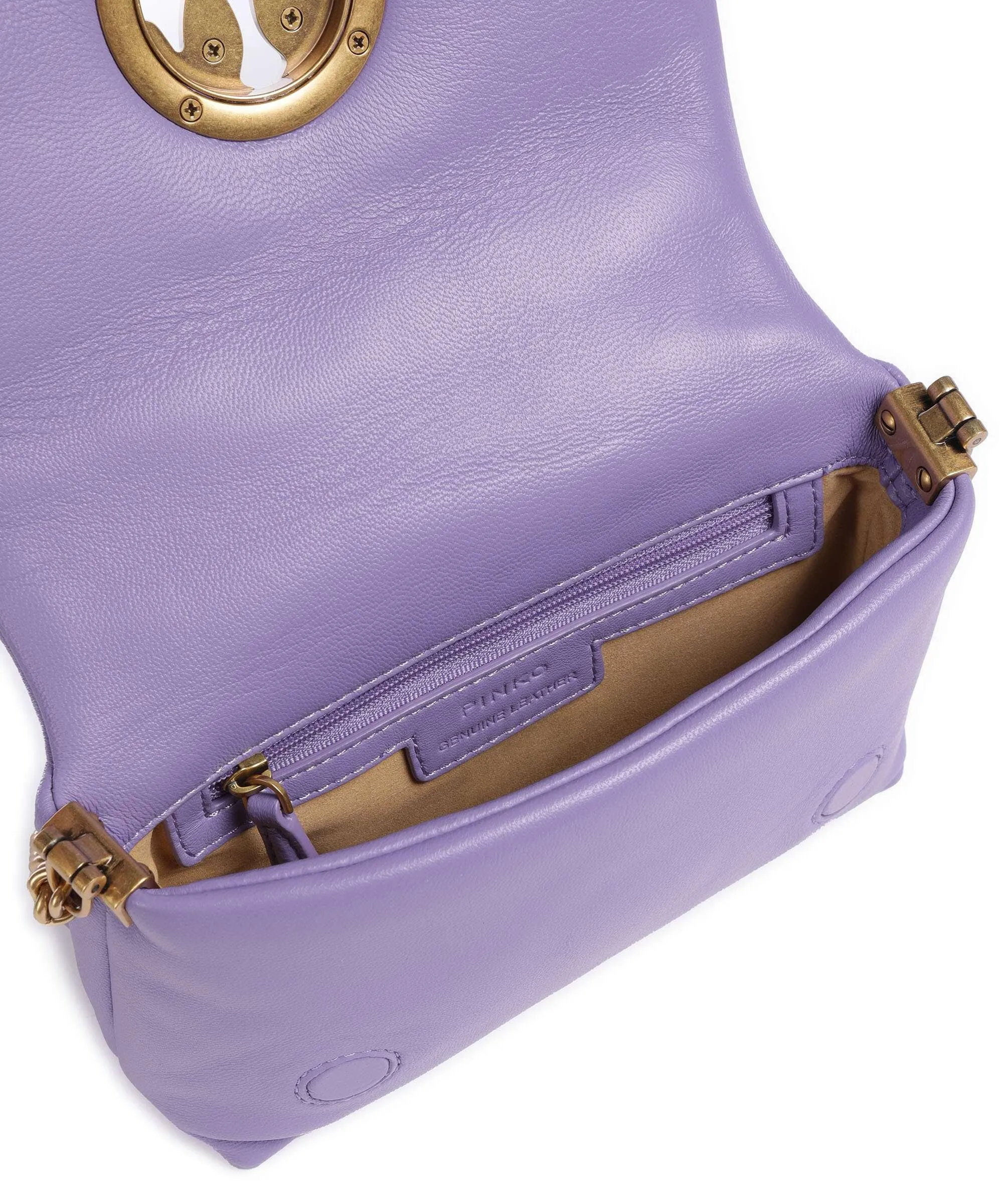  Pinko Love Click Puff Baby Borsa a tracolla pelle di pecora viola  