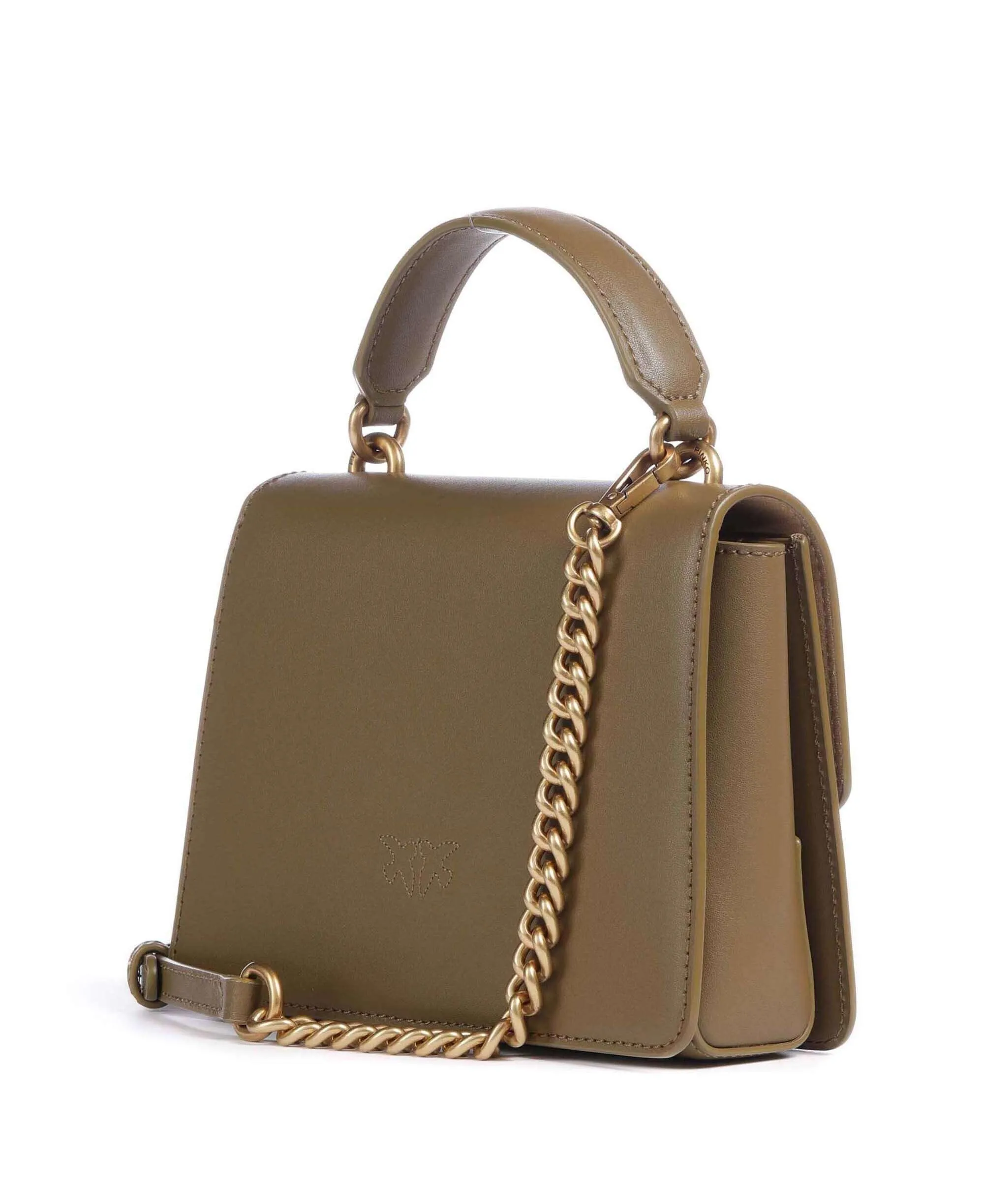  Pinko Love One Mini Borsa a tracolla pelle di vacchetta finemente grana verde-oliva  