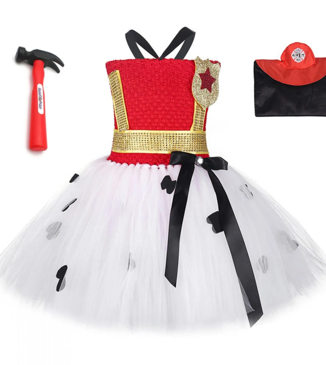 Pompiere Bambini Cosplay Abiti per ragazze Principessa Pompiere Costume Toddler Baby Girl Tutu Dress Compleanno Halloween Outf