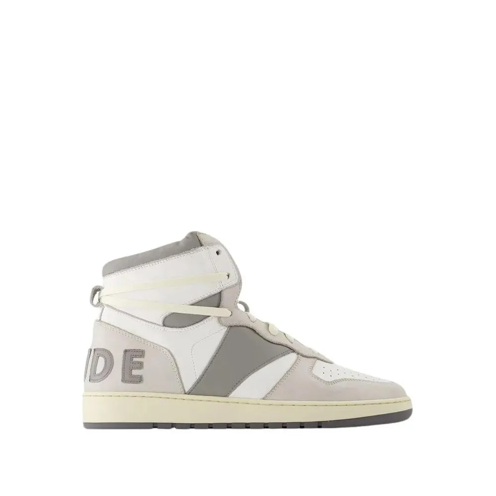 Rhude Rhecess Hi Sneakers - Leather - White/Grey White 