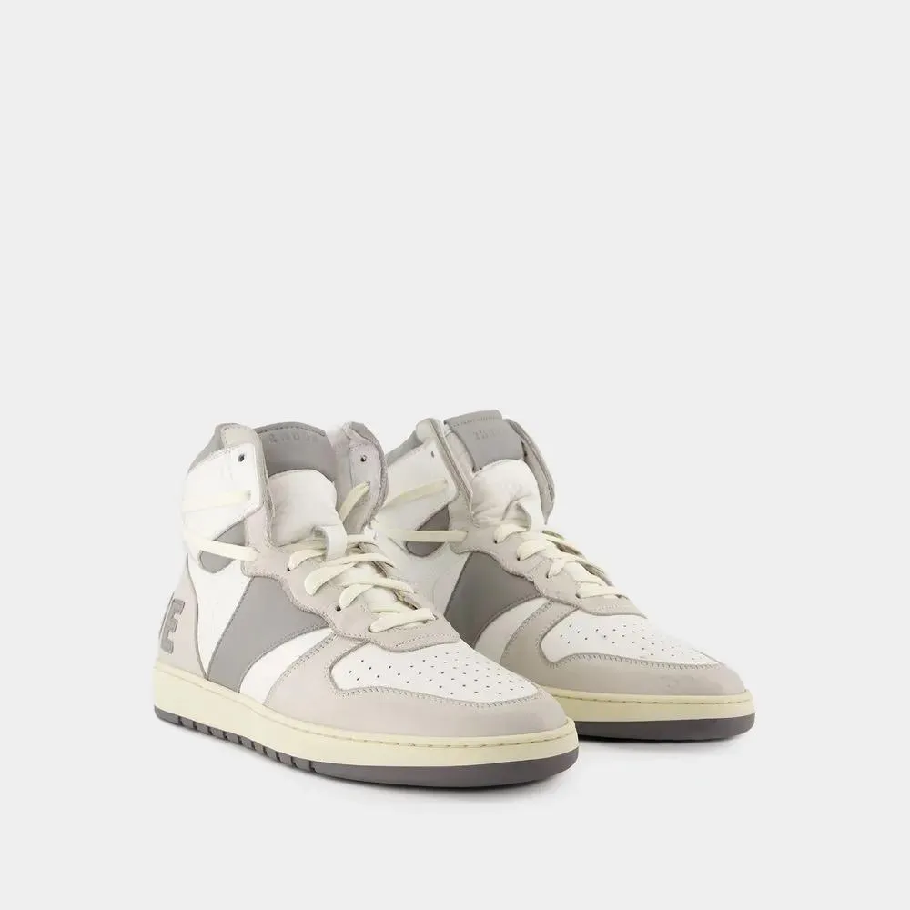 Rhude Rhecess Hi Sneakers - Leather - White/Grey White 