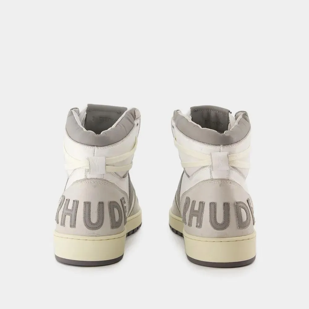 Rhude Rhecess Hi Sneakers - Leather - White/Grey White 