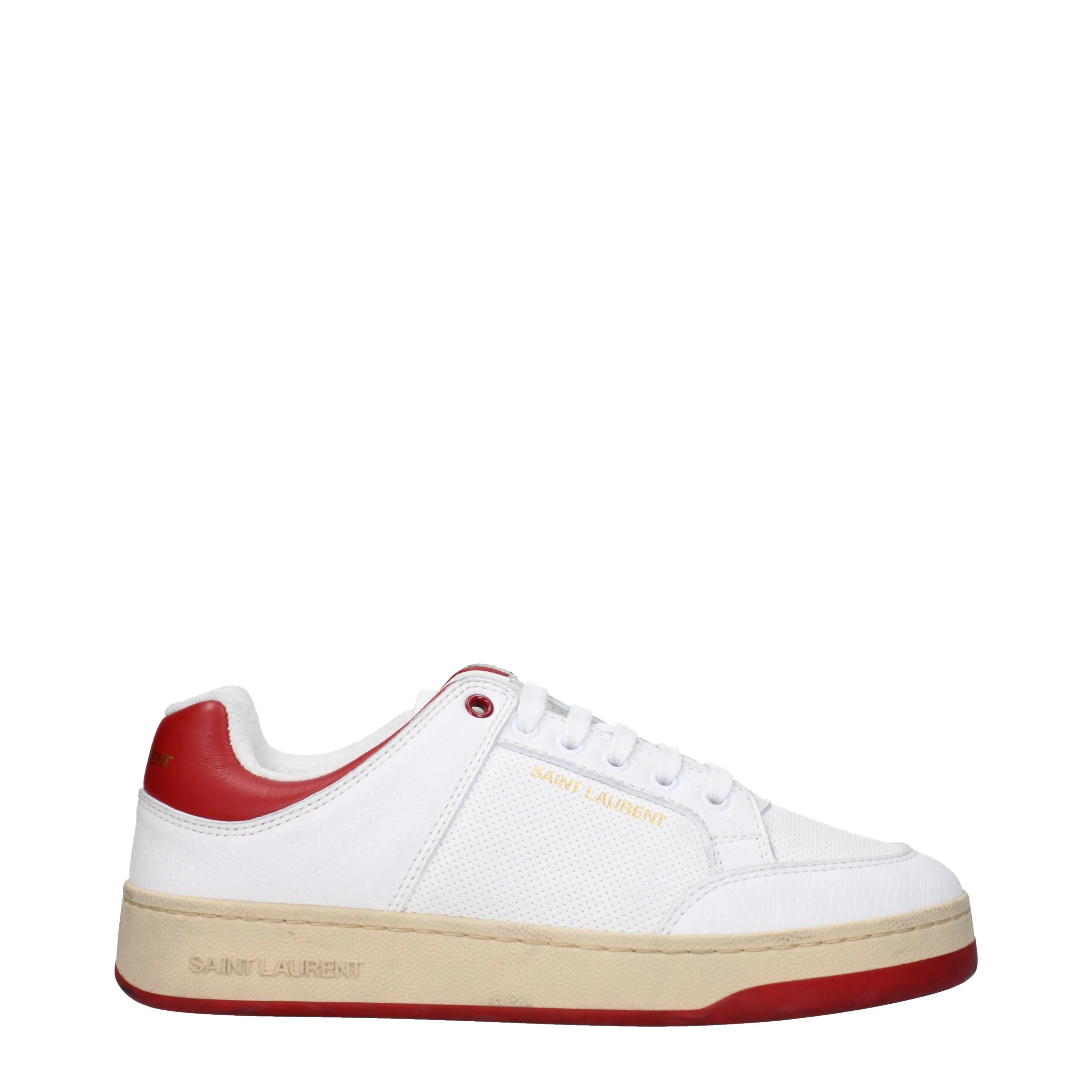 Saint Laurent Sneakers Uomo Pelle Bianco/Rosso