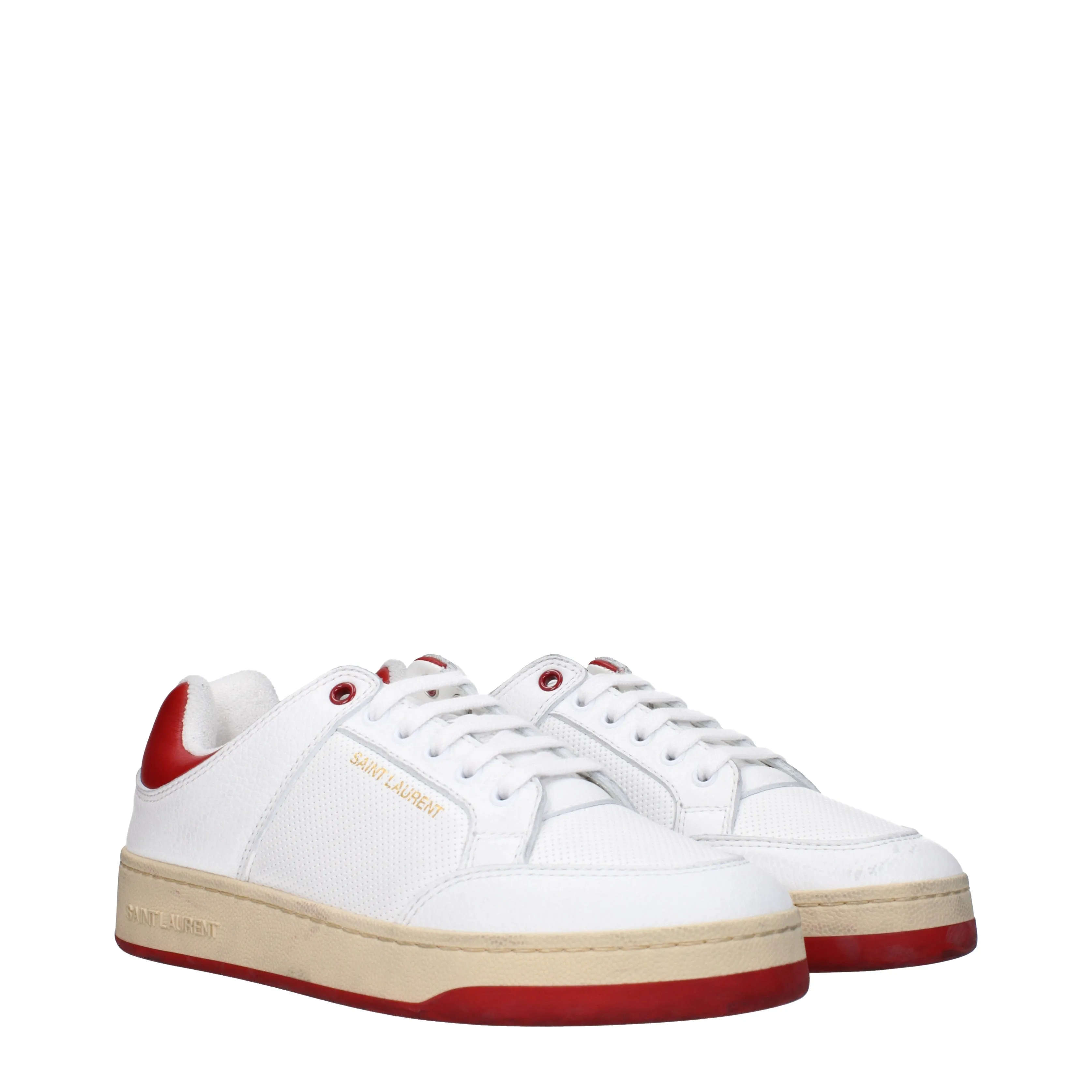 Saint Laurent Sneakers Uomo Pelle Bianco/Rosso