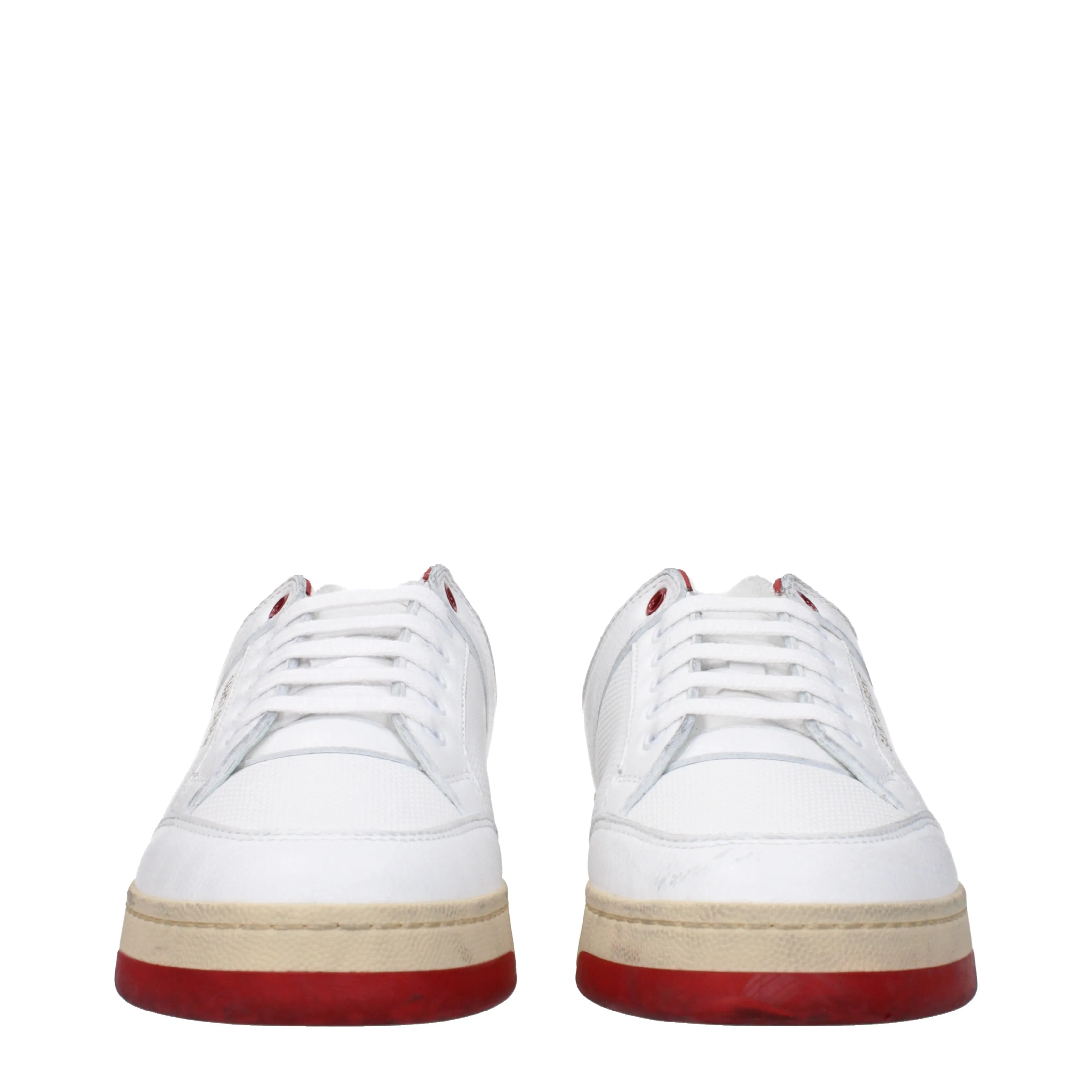 Saint Laurent Sneakers Uomo Pelle Bianco/Rosso