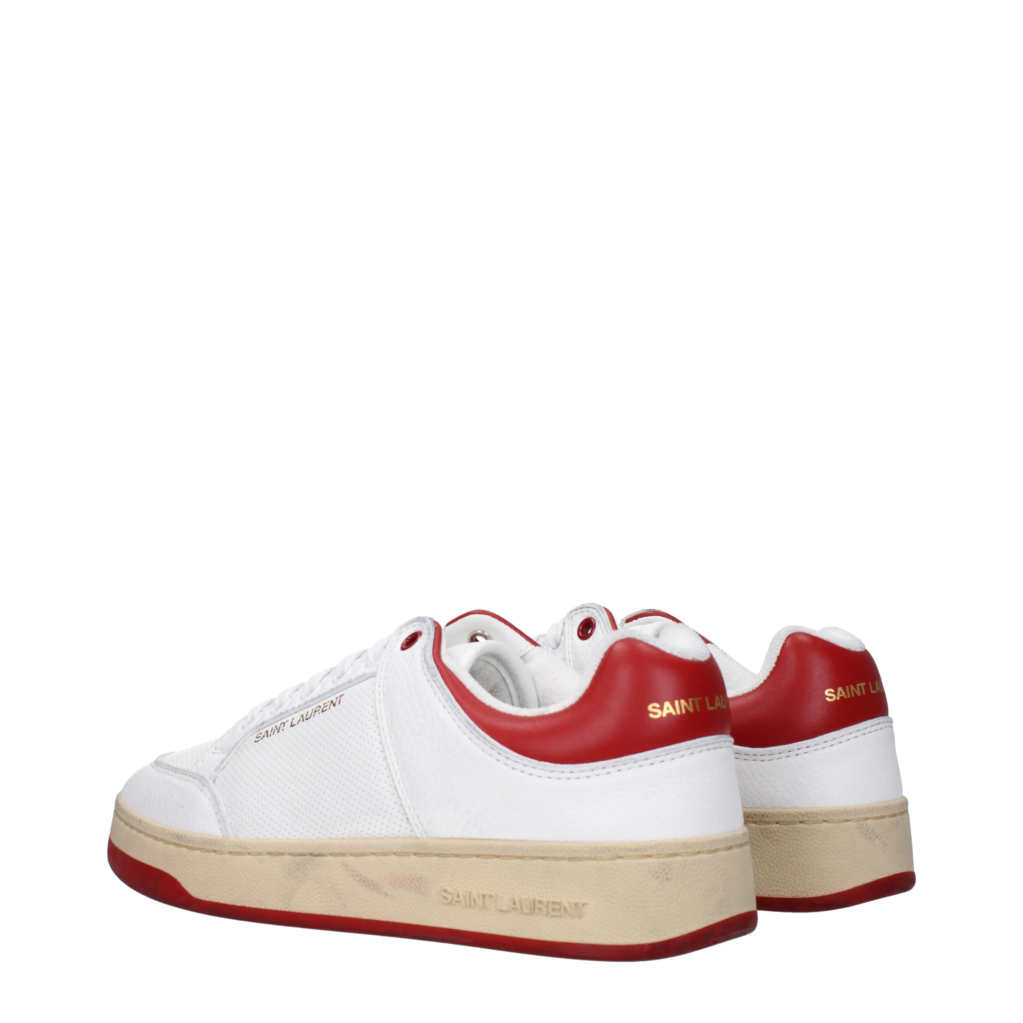 Saint Laurent Sneakers Uomo Pelle Bianco/Rosso