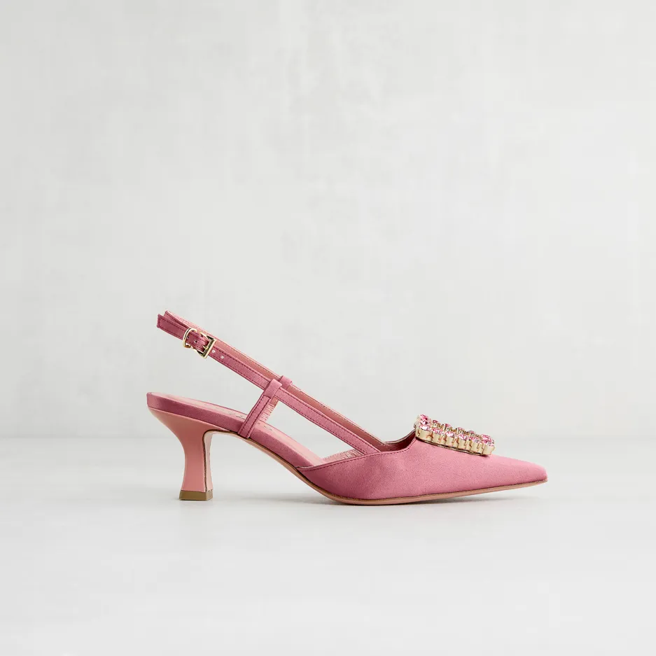 Slingback in Raso Rosa