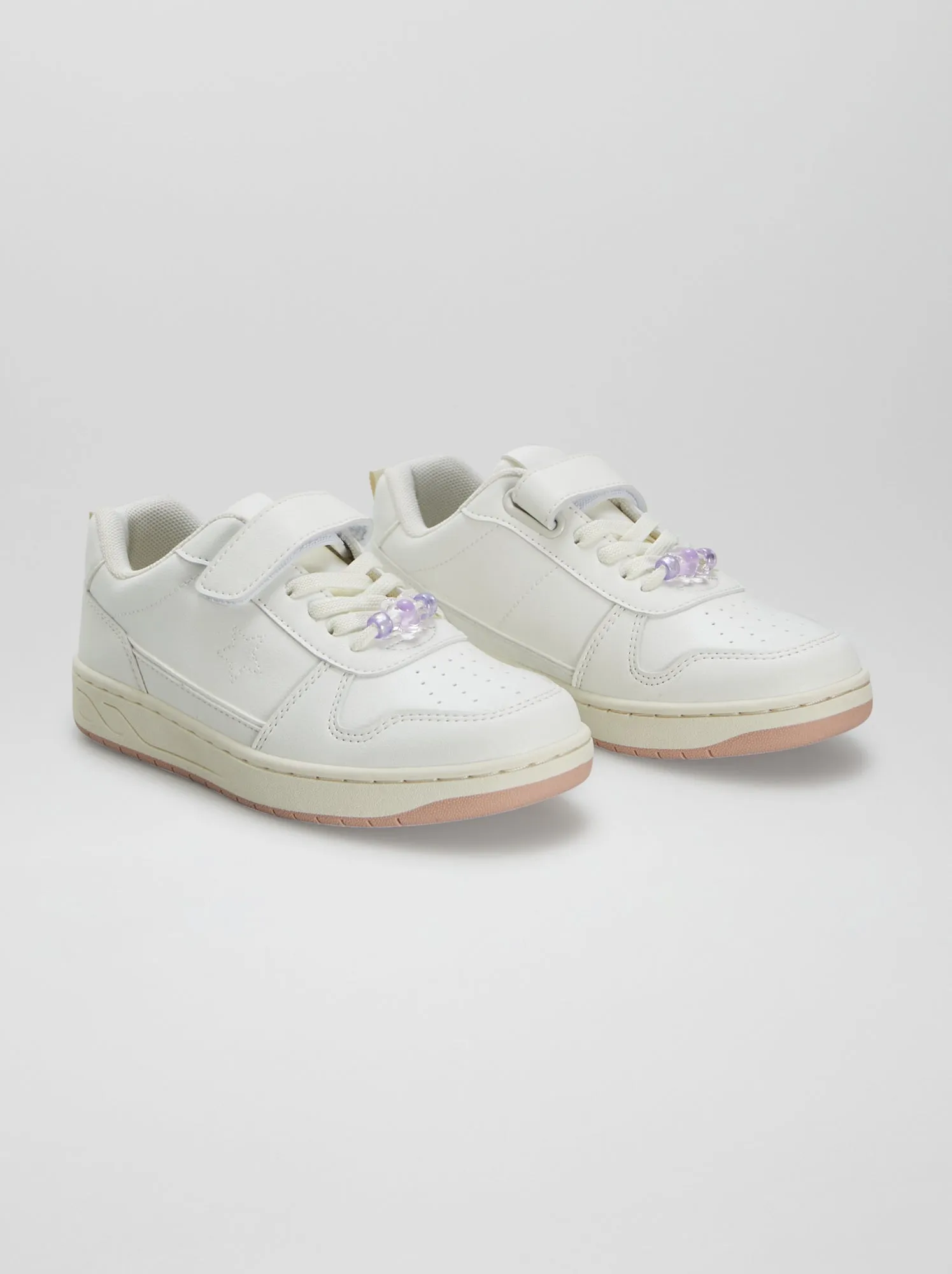 Sneakers con chiusure a strappo e lacci elasticizzati - bianco