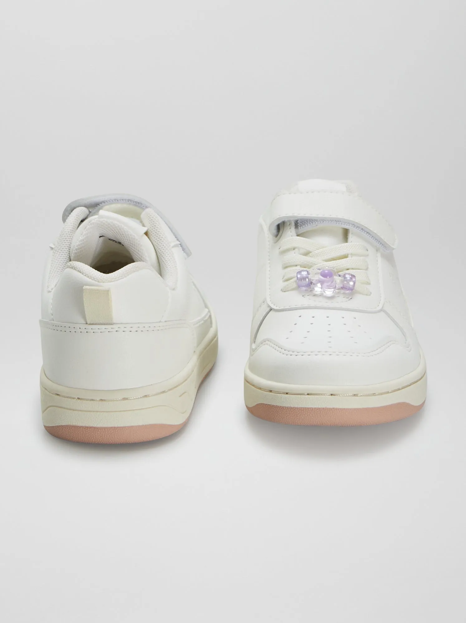 Sneakers con chiusure a strappo e lacci elasticizzati - bianco