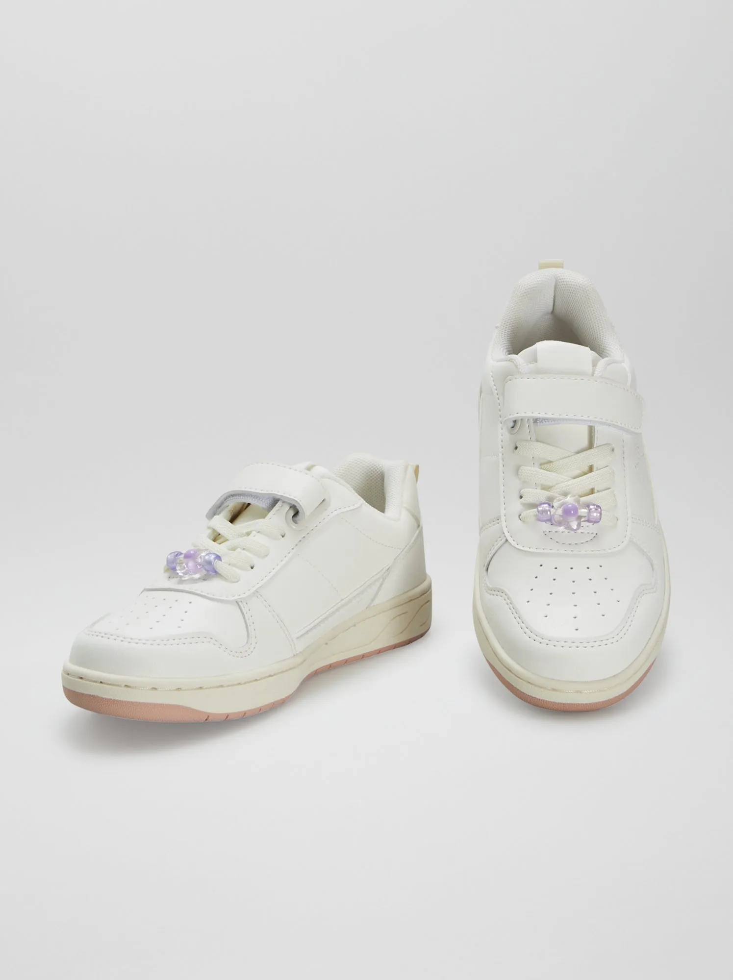 Sneakers con chiusure a strappo e lacci elasticizzati - bianco