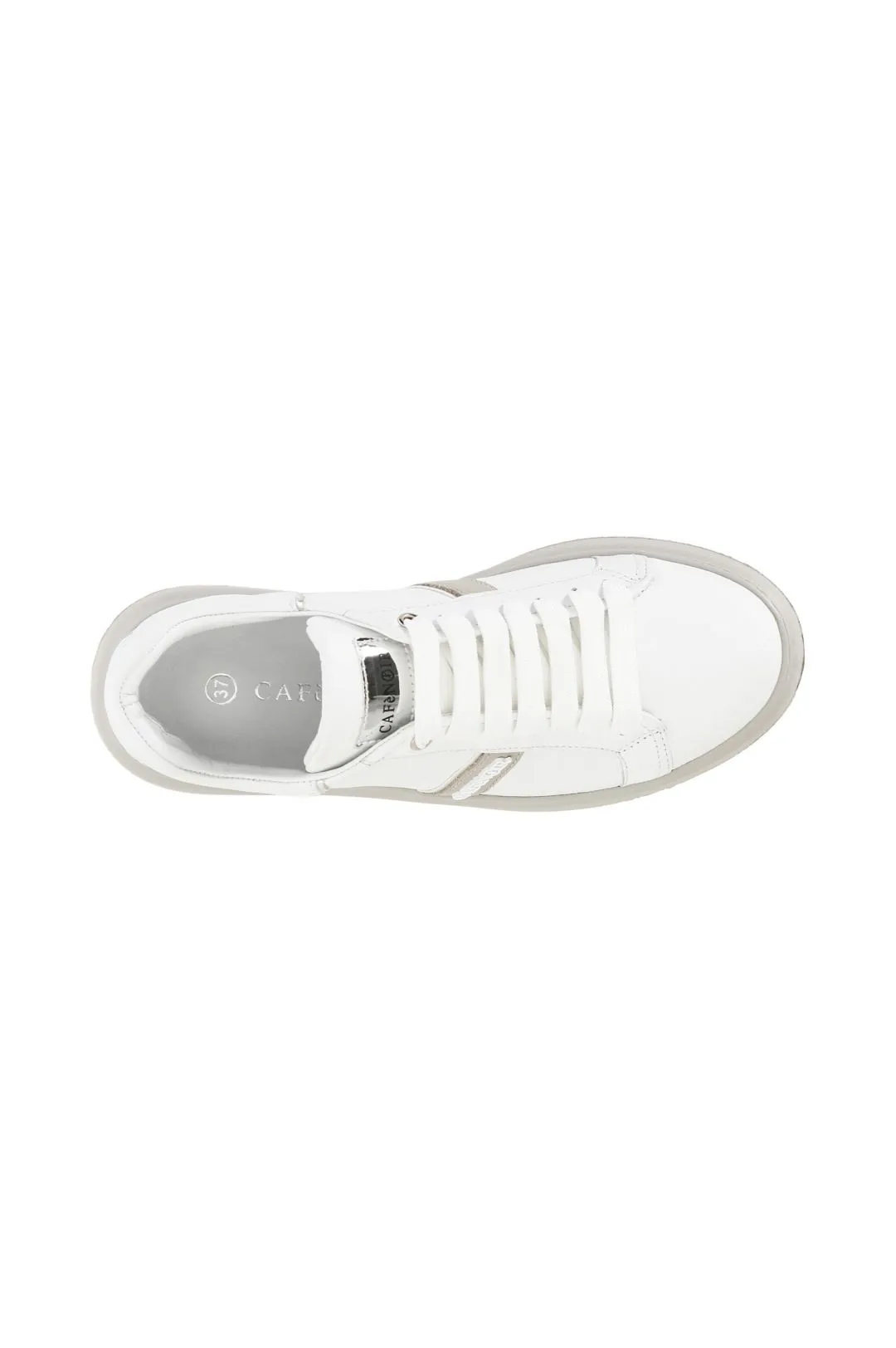 sneakers in pelle con suola a cassetta bianco/tortora